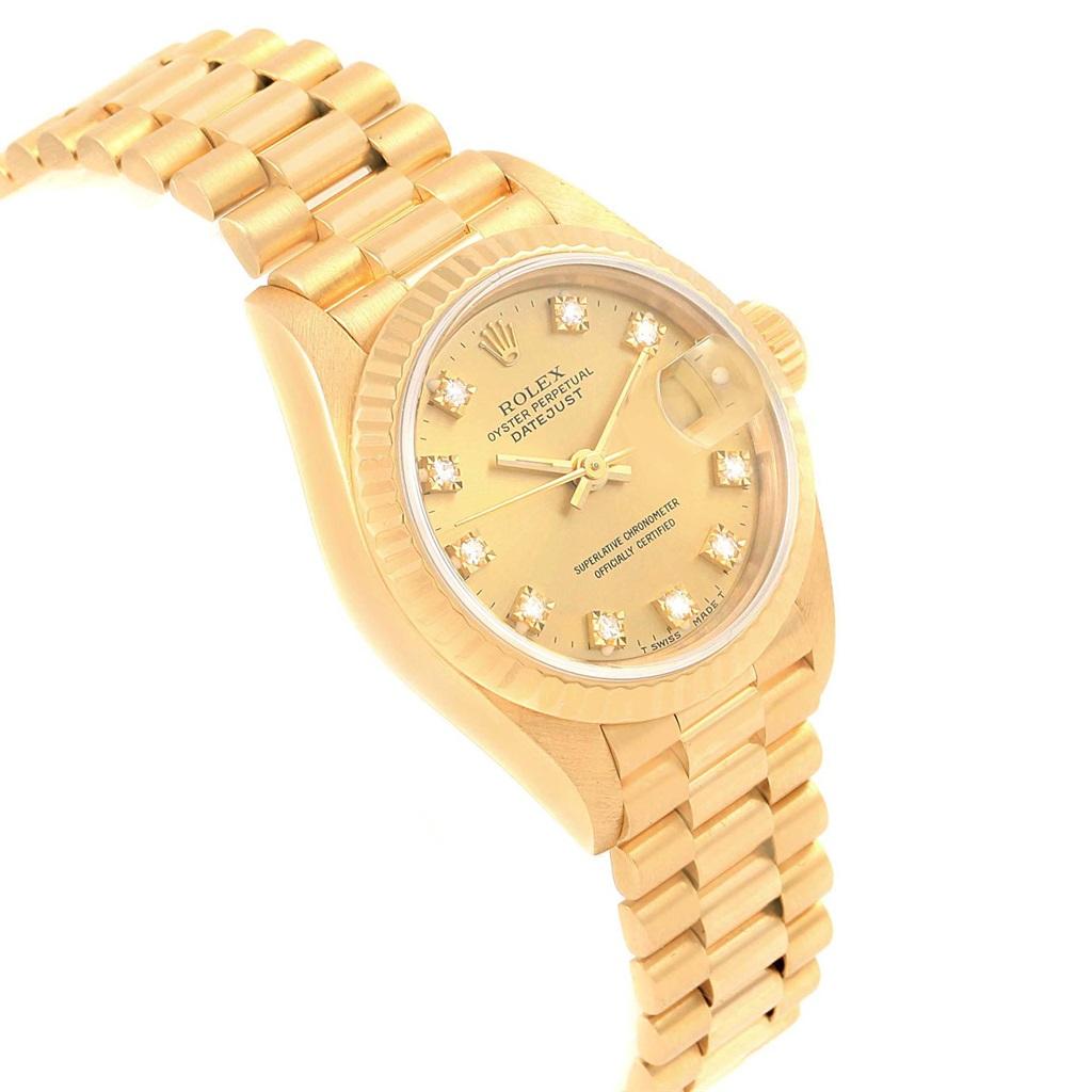 Rolex President Datejust 26 Diamond Dial Yellow Gold Ladies Watch 69178 1