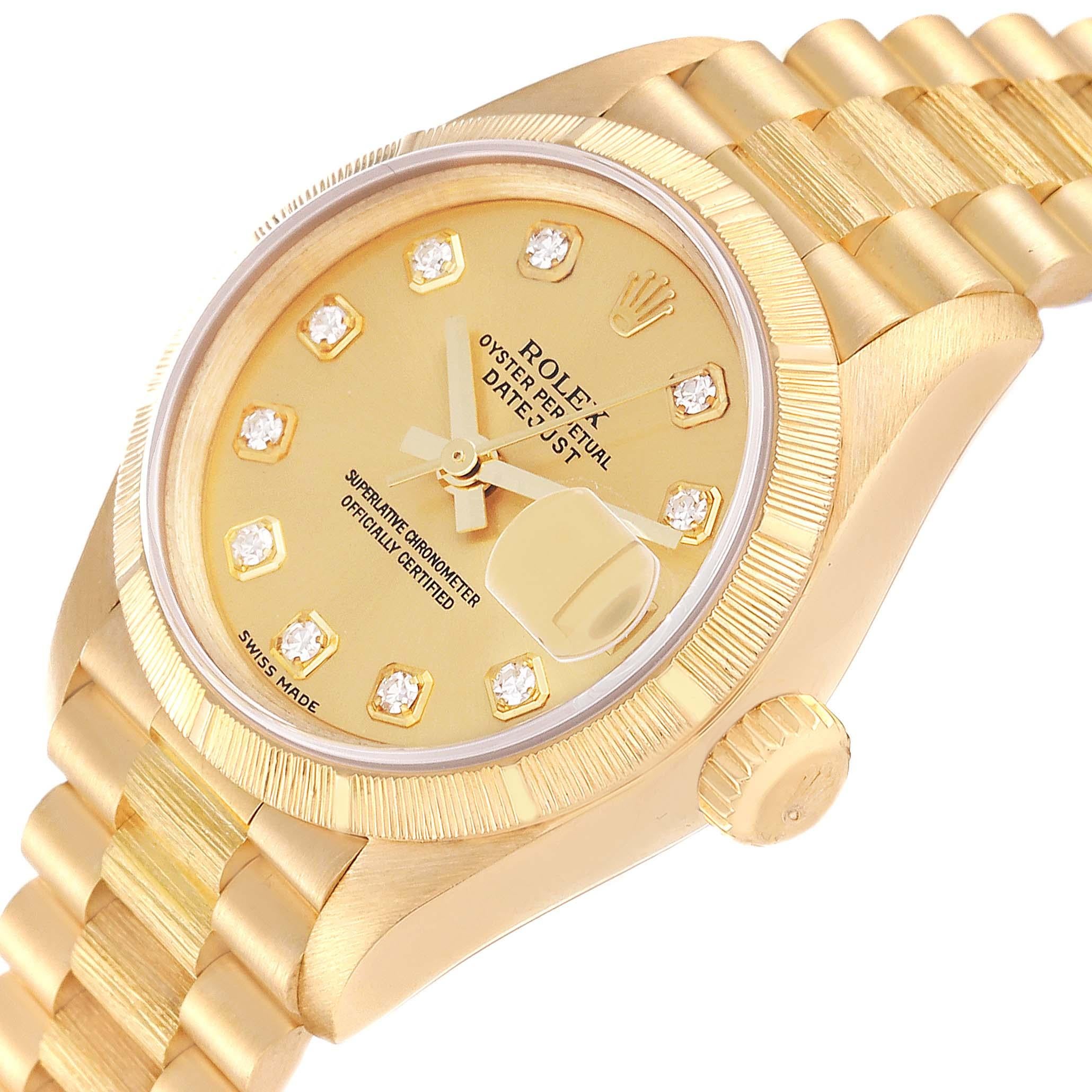 Rolex President Datejust 26 Montre pour femme en or jaune avec cadran en diamant 79278 en vente 2