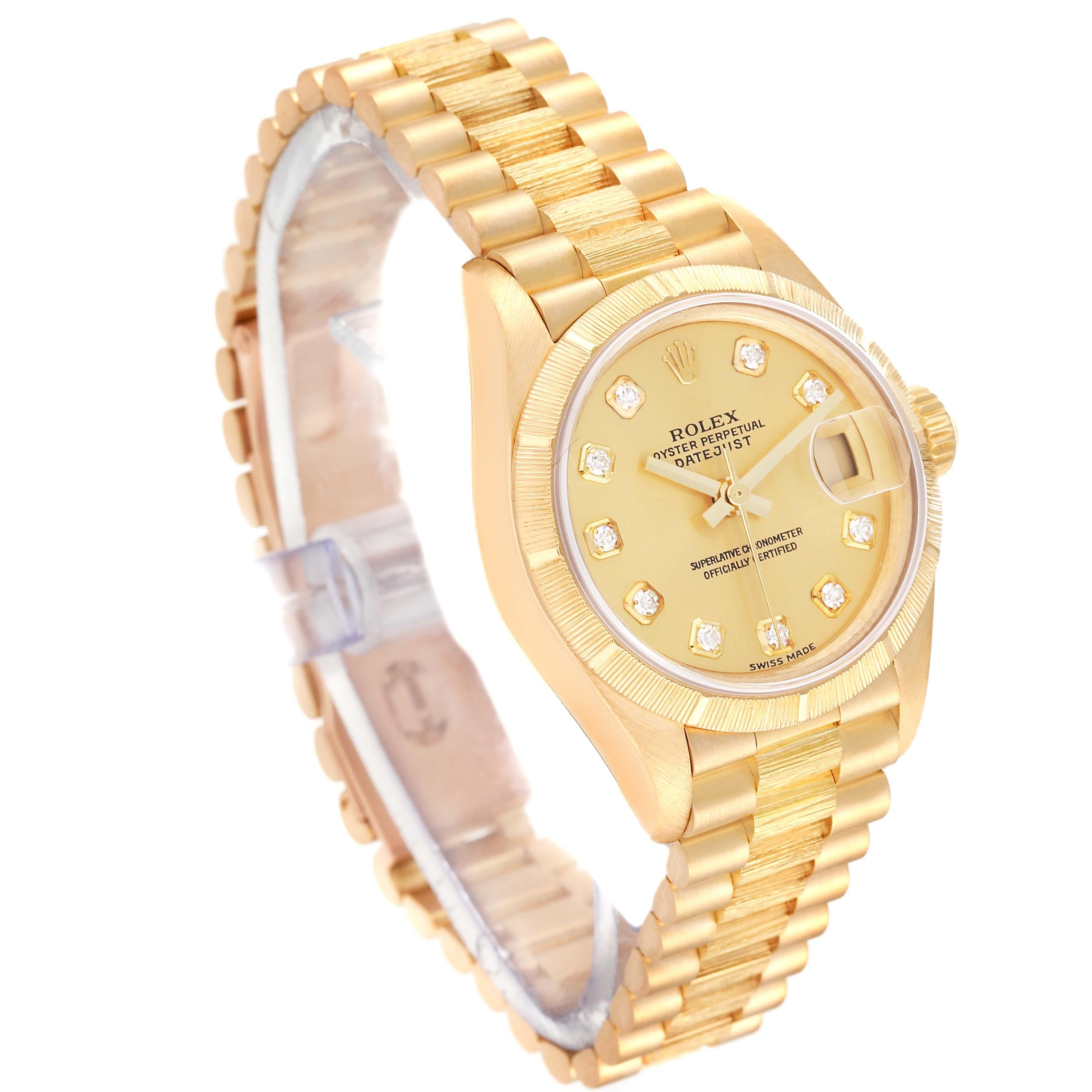 Rolex President Datejust 26 Montre pour femme en or jaune avec cadran en diamant 79278 en vente 3