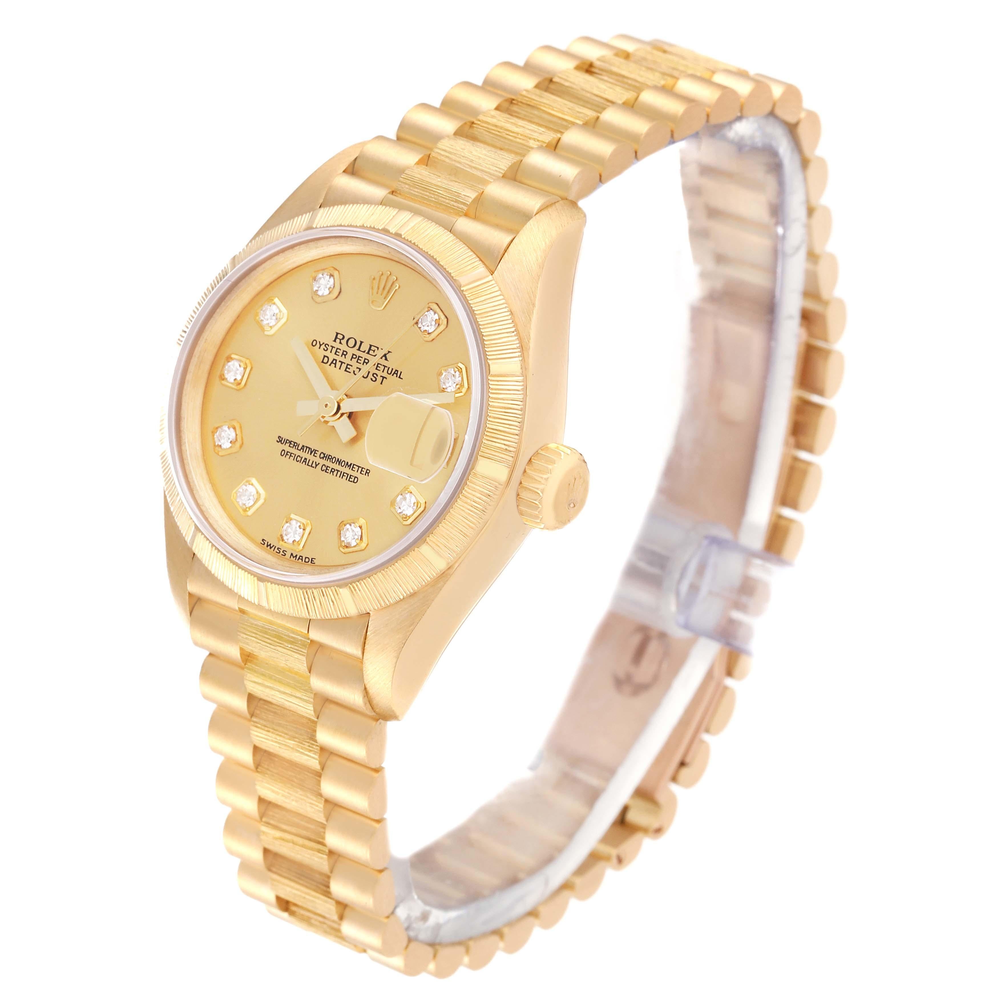 Rolex President Datejust 26 Montre pour femme en or jaune avec cadran en diamant 79278 en vente 4