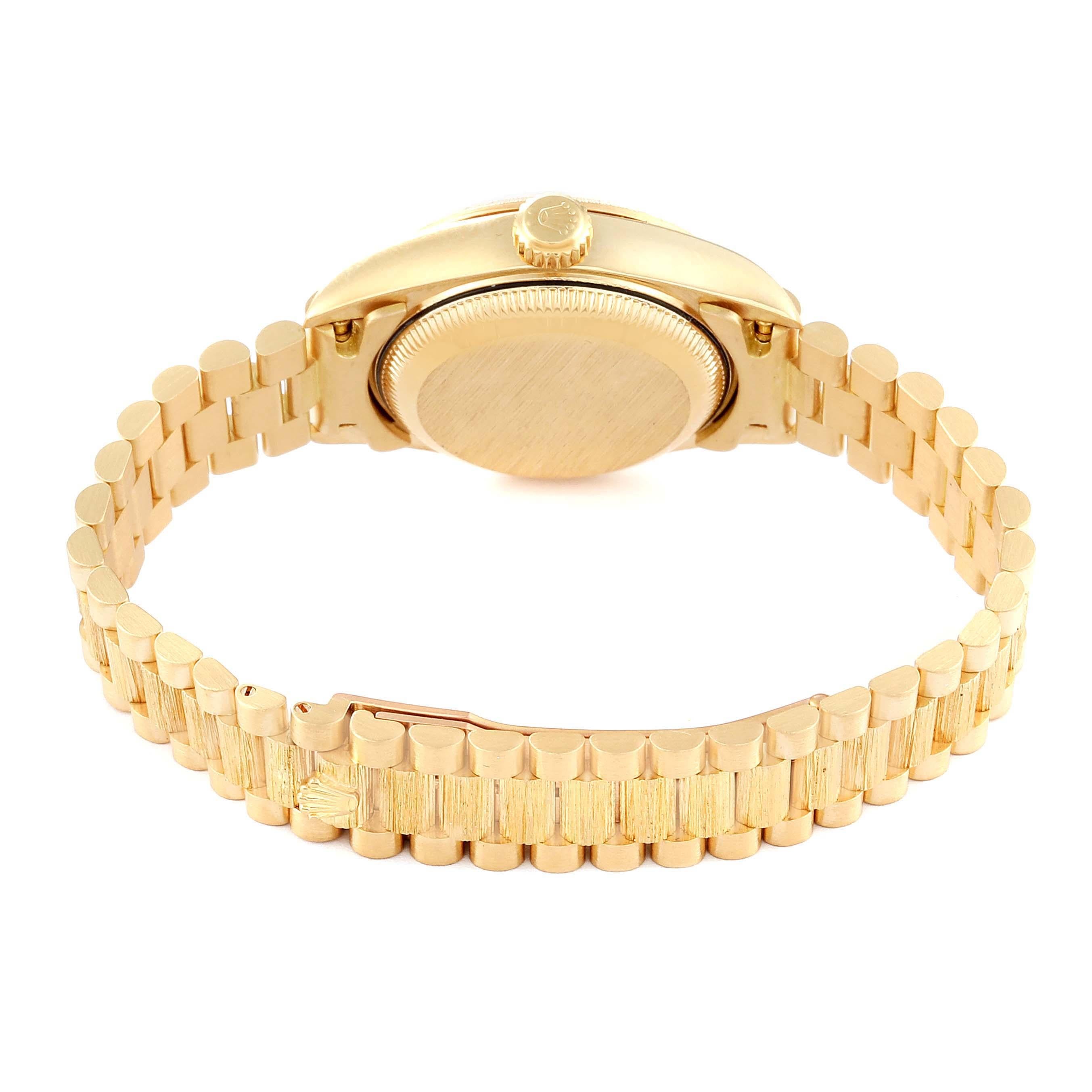 Rolex President Datejust 26 Montre pour femme en or jaune avec cadran en diamant 79278 en vente 5