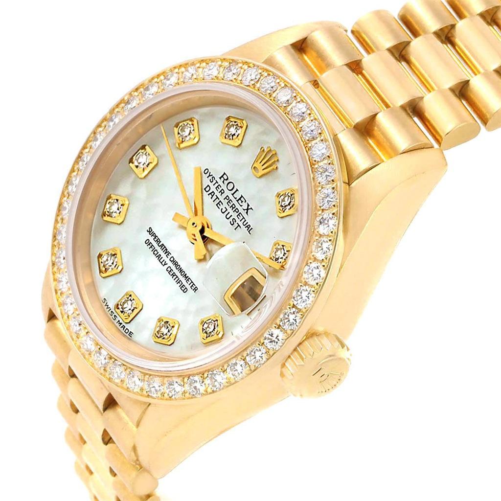 Rolex President Datejust 26 Ladies Yellow Gold MOP Diamonds Watch 79138 6