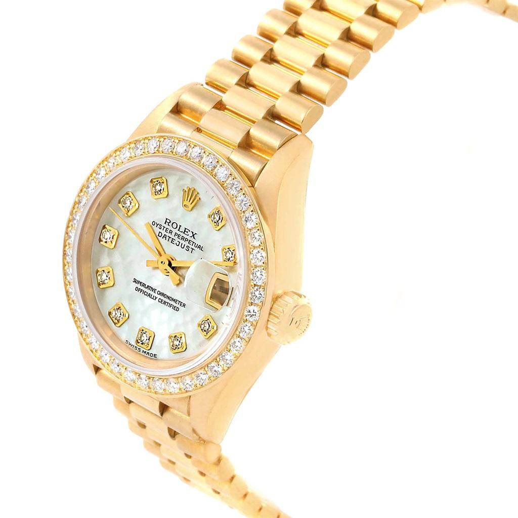 Rolex President Datejust 26 Ladies Yellow Gold MOP Diamonds Watch 79138 4