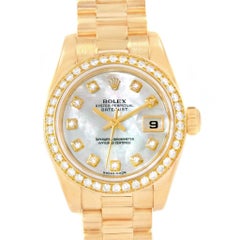 Rolex President Datejust 26 Ladies Yellow Gold MOP Diamonds Watch 79138