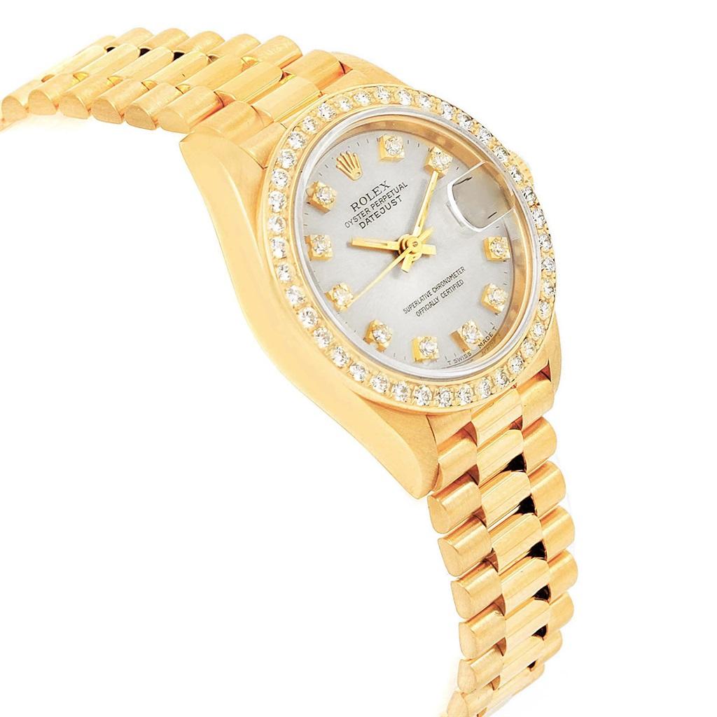 Rolex President Datejust 26 Silver Dial Yellow Gold Diamond Watch 69178 1