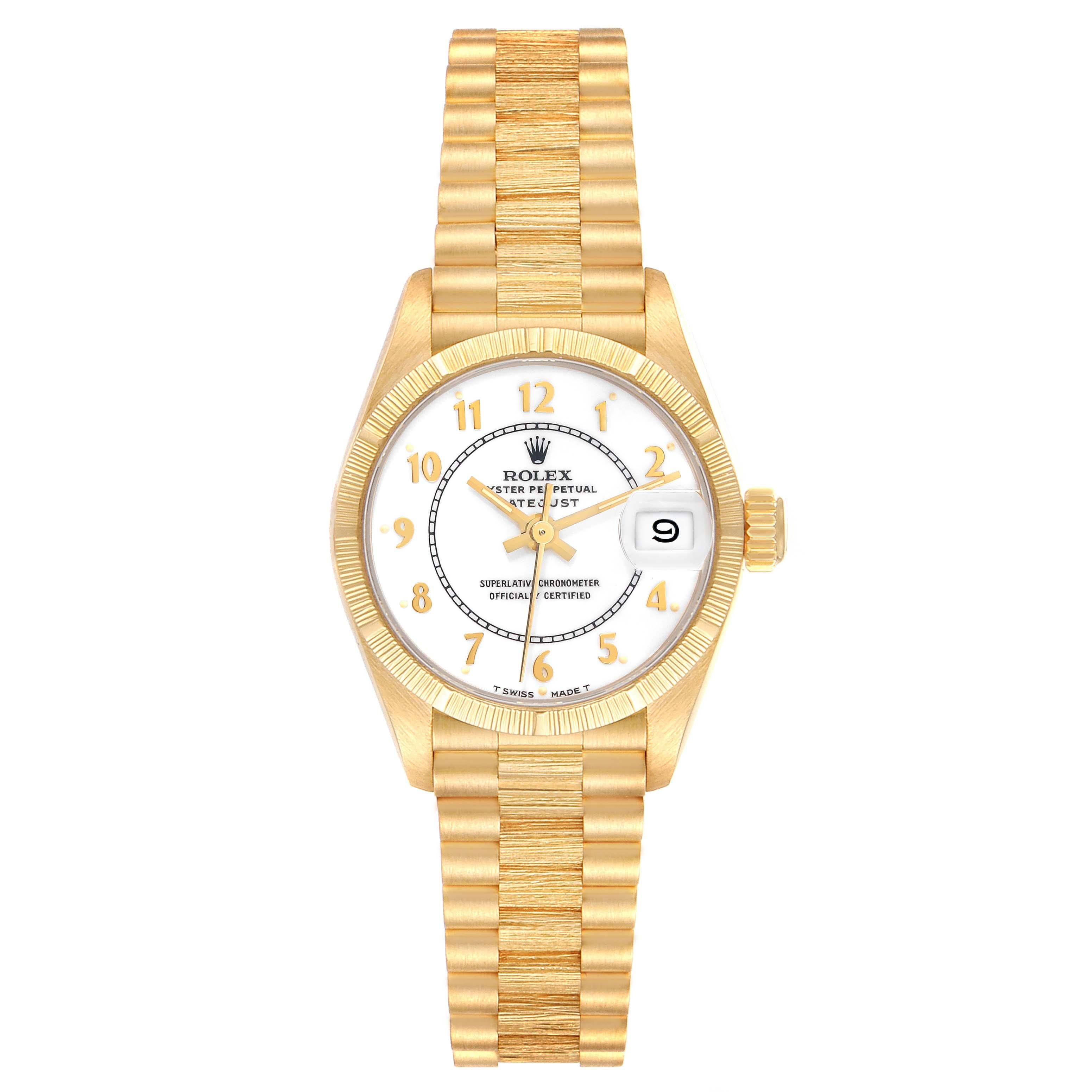 Rolex President Datejust 26 White Dial Yellow Gold Ladies Watch 69278 For Sale 1