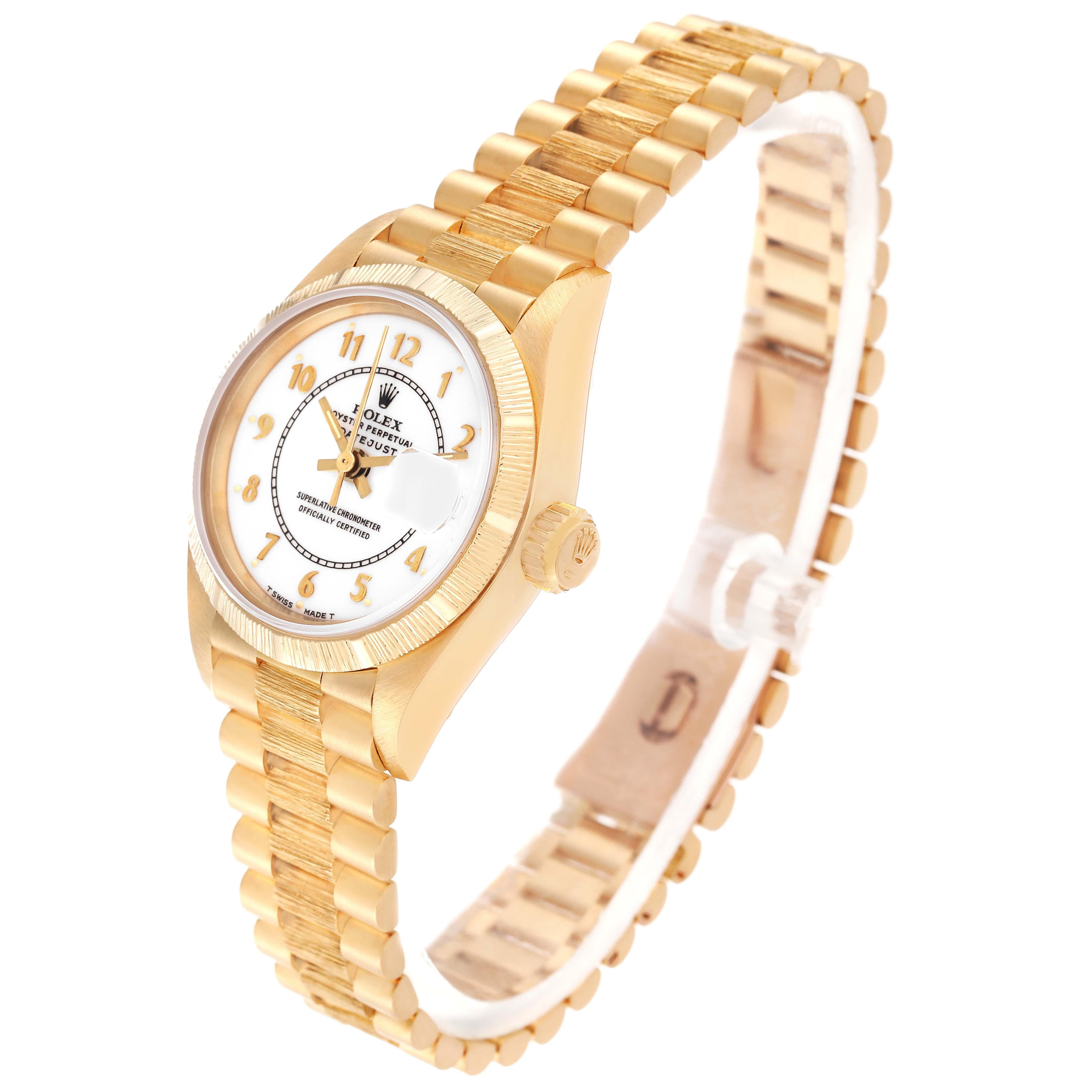 Rolex President Datejust 26 White Dial Yellow Gold Ladies Watch 69278 For Sale 2