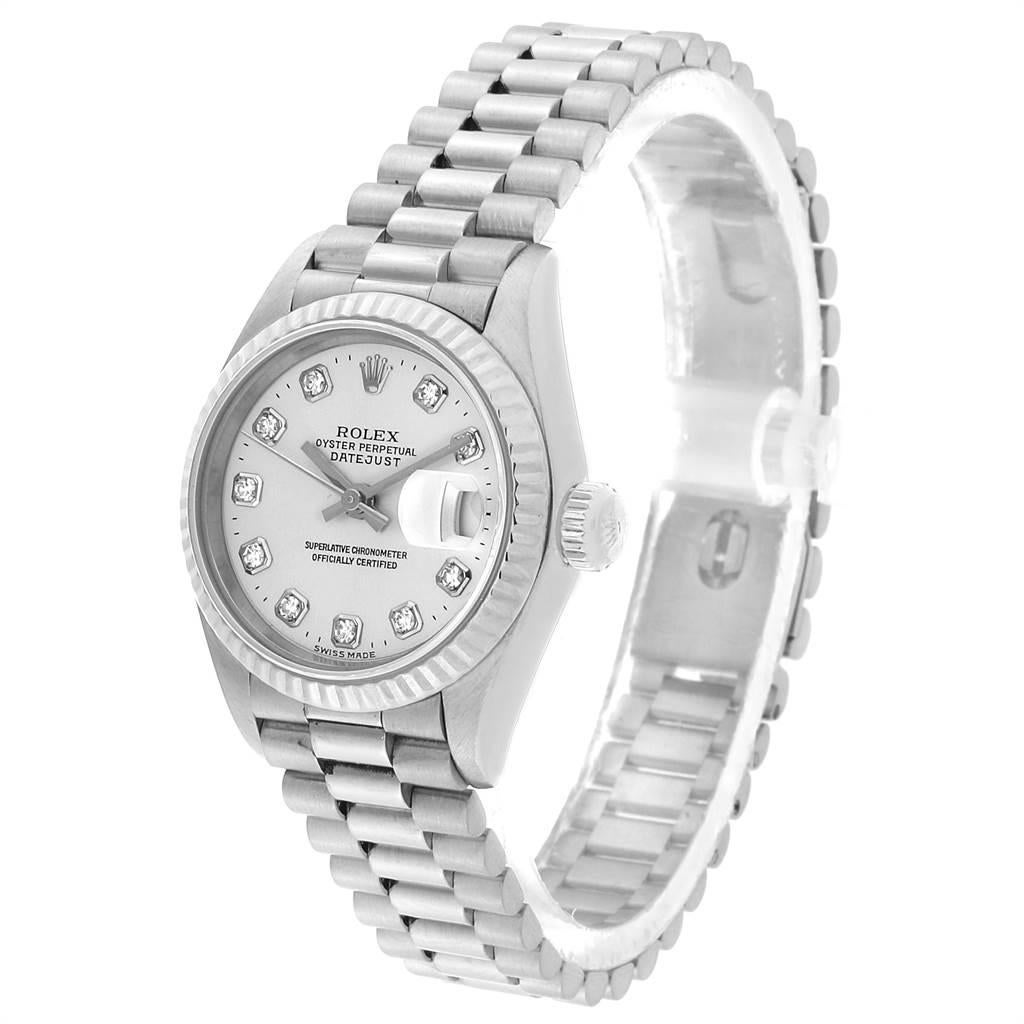 Women's Rolex President Datejust 26 White Gold Diamond Dial Ladies Watch 69179