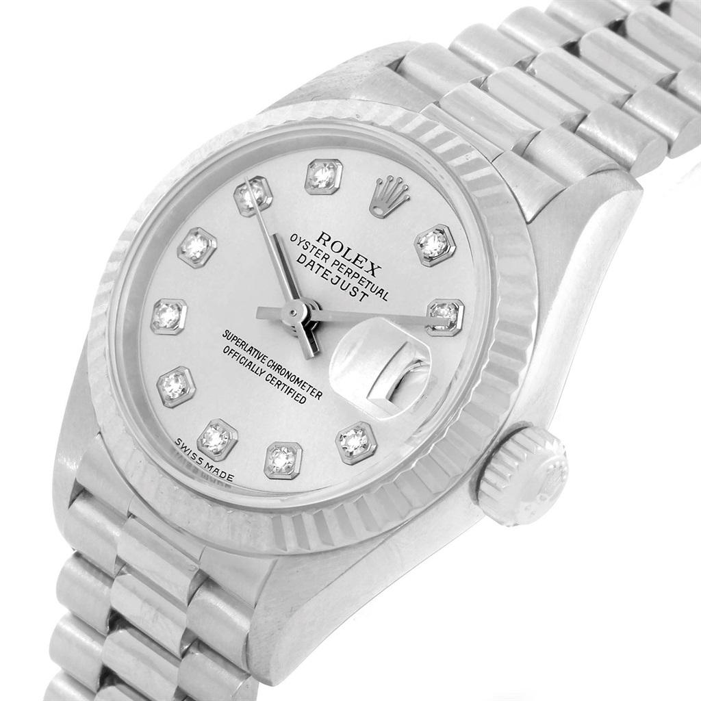 Women's Rolex President Datejust 26 White Gold Diamond Dial Ladies Watch 69179 For Sale