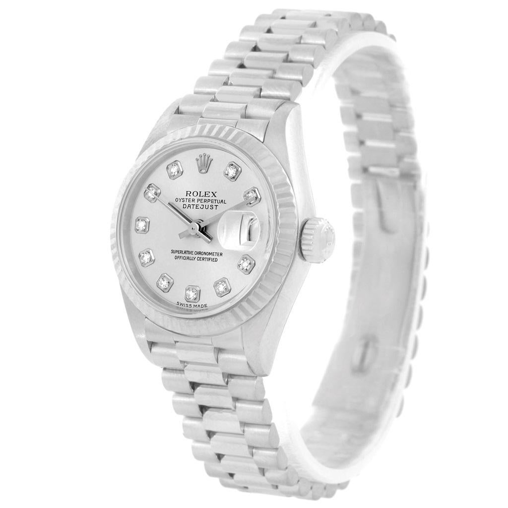 Rolex President Datejust 26 White Gold Diamond Dial Ladies Watch 69179 For Sale 1