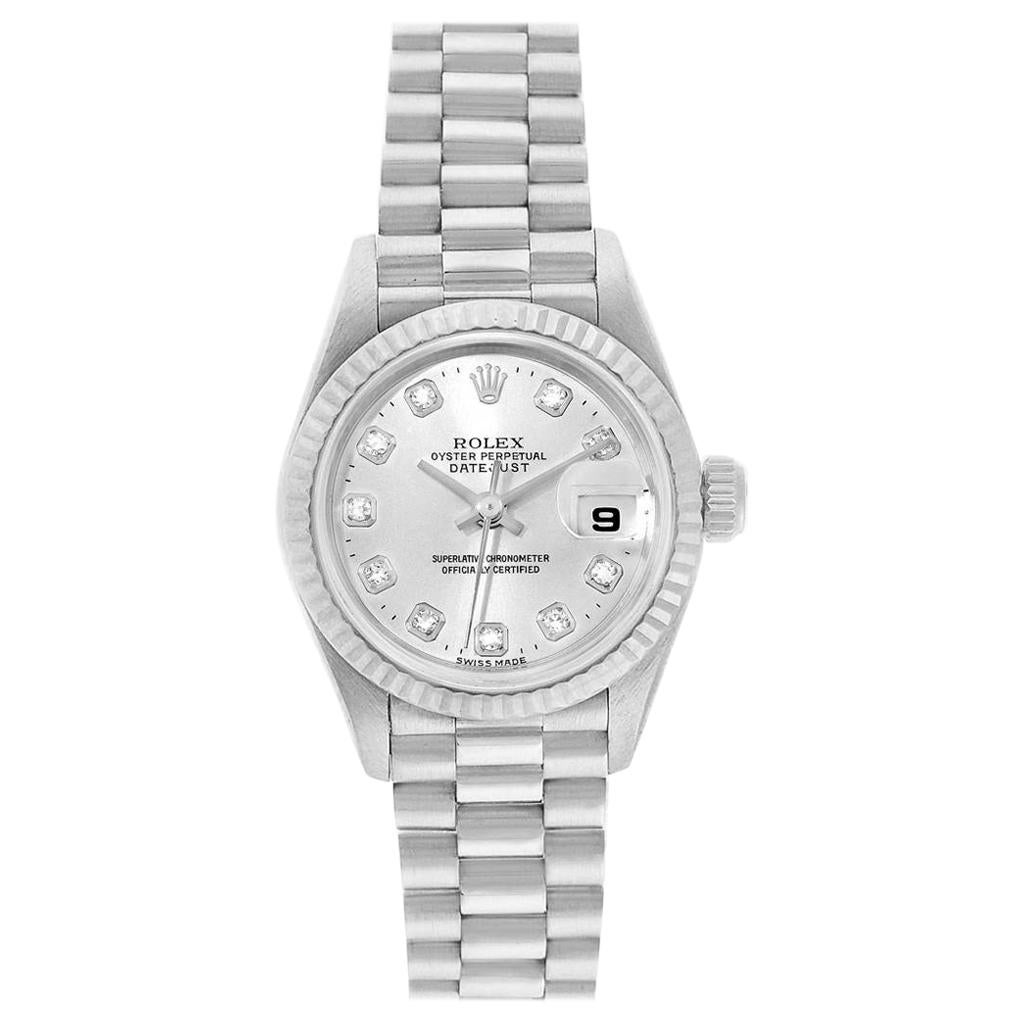 Rolex President Datejust 26 White Gold Diamond Dial Ladies Watch 69179