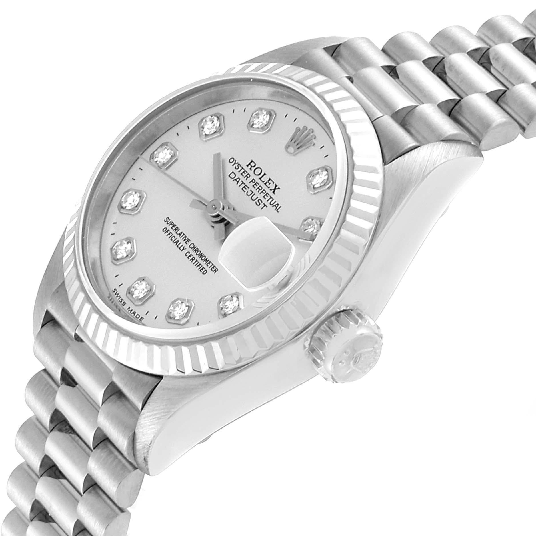Rolex President Datejust 26 White Gold Diamond Ladies Watch 69179 2