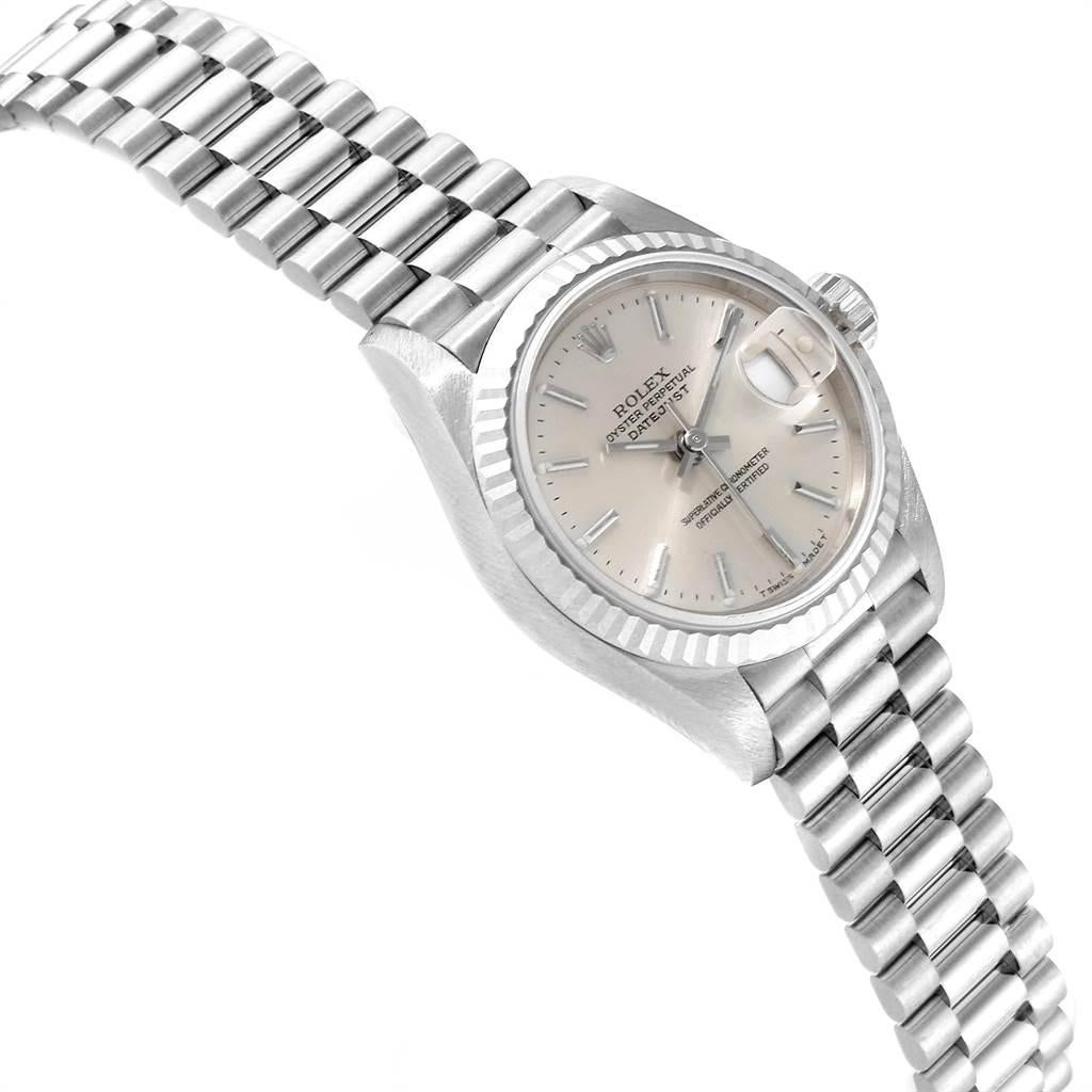 Women's Rolex President Datejust 26 White Gold Silver Dial Ladies Watch 69179