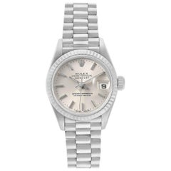 Rolex President Datejust 26 White Gold Silver Dial Ladies Watch 69179