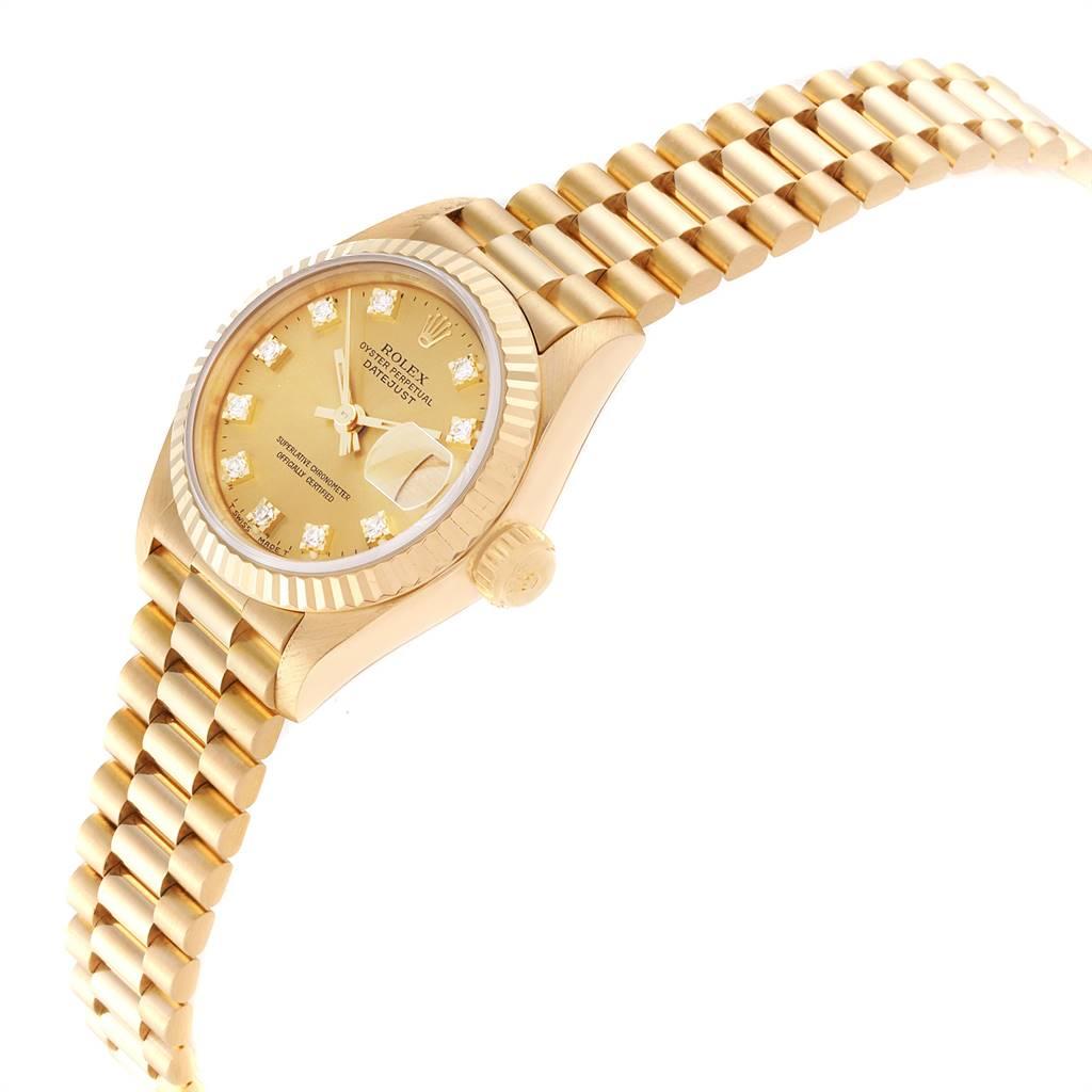 Women's Rolex President Datejust 26 Yellow Gold Diamond Dial Ladies Watch 69178 For Sale
