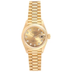 Rolex President Datejust 26 Yellow Gold Diamond Dial Ladies Watch 69178