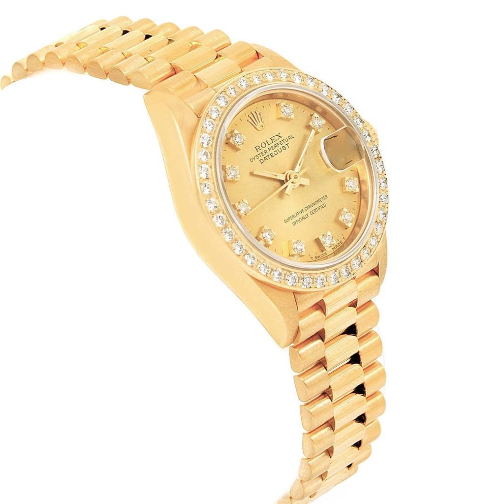 Rolex President Datejust 26 Yellow Gold Diamond Ladies Watch 69138 For Sale 2
