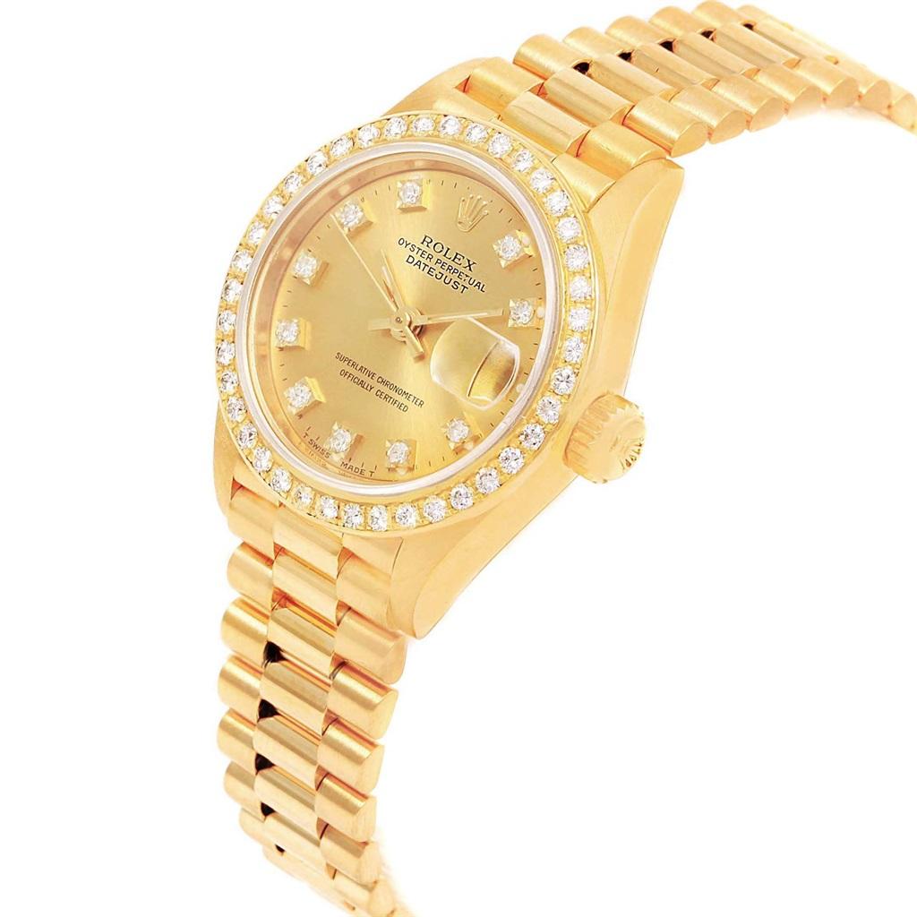 Rolex President Datejust 26 Yellow Gold Diamond Ladies Watch 69138 For Sale 3