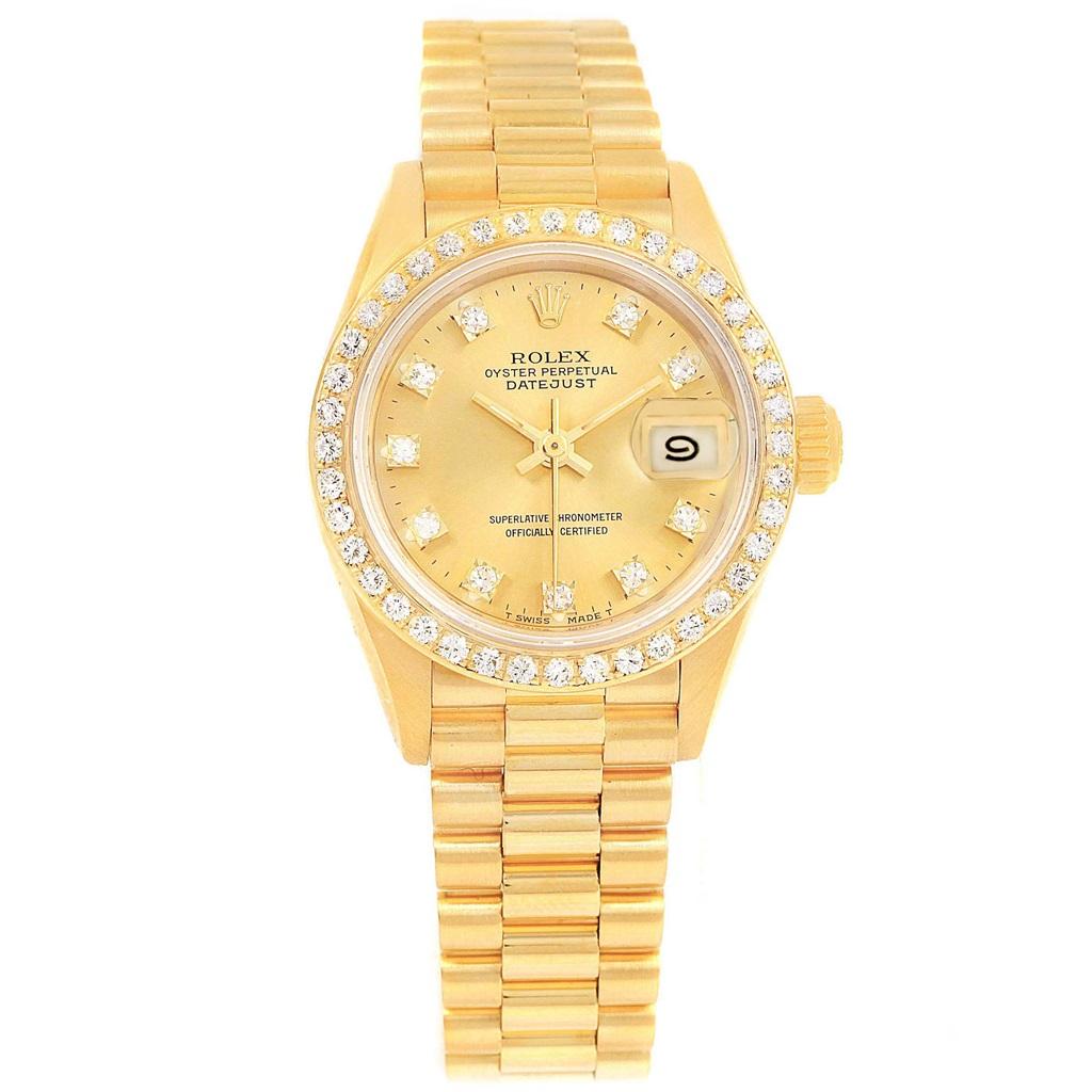 Rolex President Datejust 26 Yellow Gold Diamond Ladies Watch 69138 For Sale 4