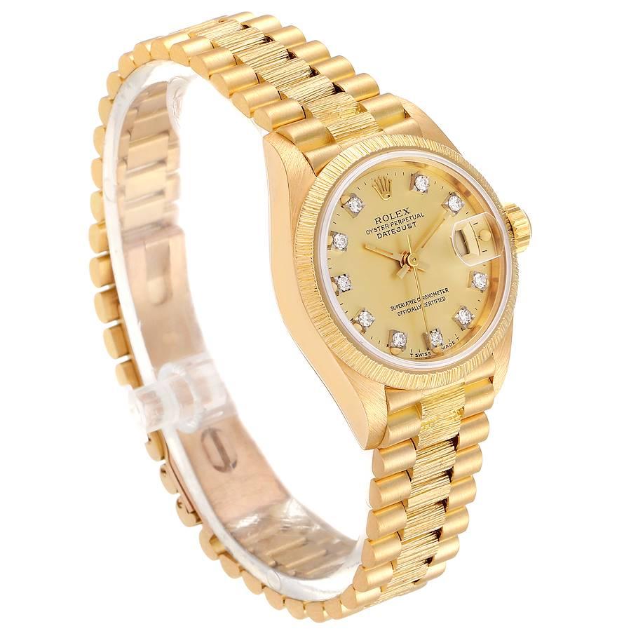 Rolex President Datejust 26 Yellow Gold Diamond Ladies Watch 69278 In Excellent Condition For Sale In Atlanta, GA