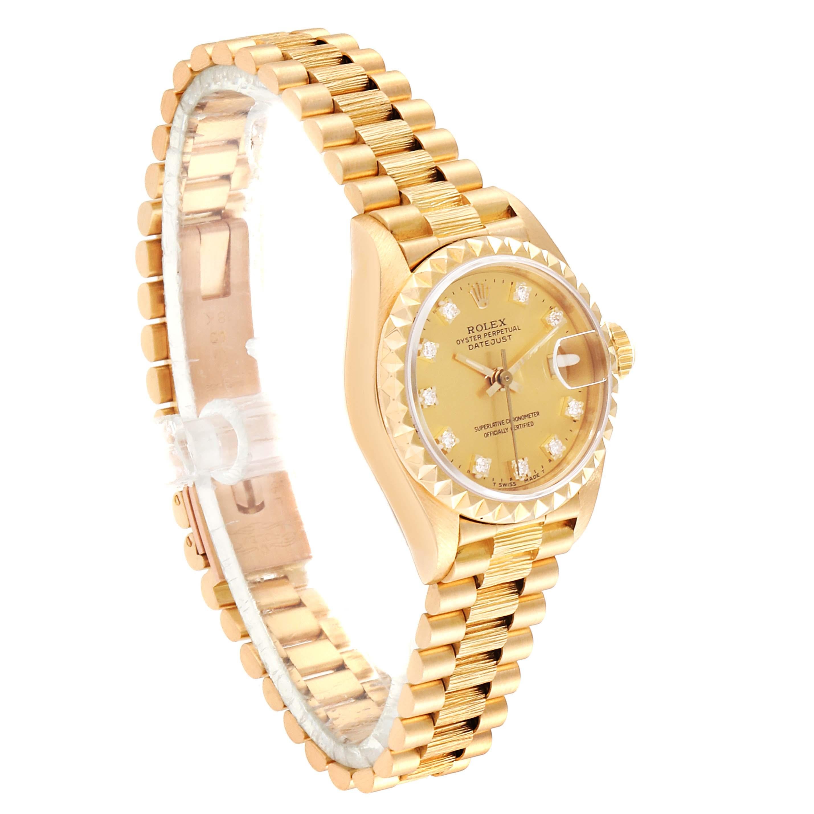 Women's Rolex President Datejust 26 Yellow Gold Diamond Ladies Watch 69278 For Sale