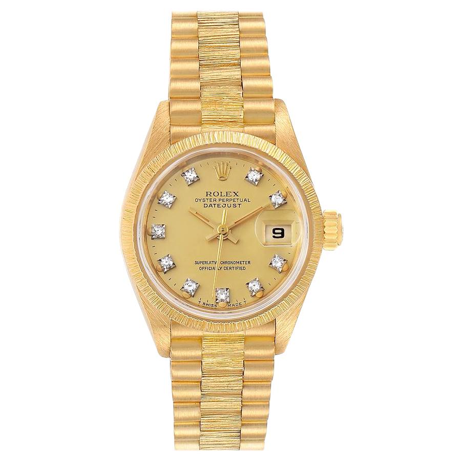 Rolex President Datejust 26 Yellow Gold Diamond Ladies Watch 69278 For Sale