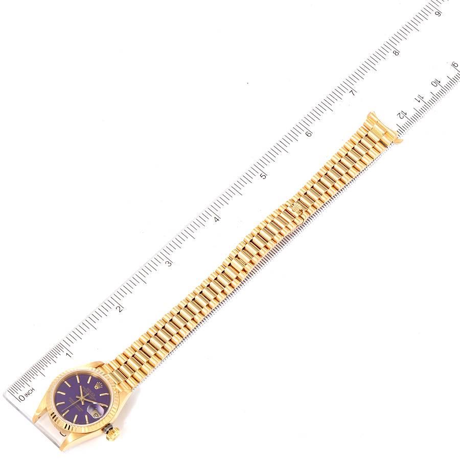 Rolex Präsident Datejust 26 Gelbgold lila Zifferblatt Uhr 69178 Box Papiere im Angebot 7
