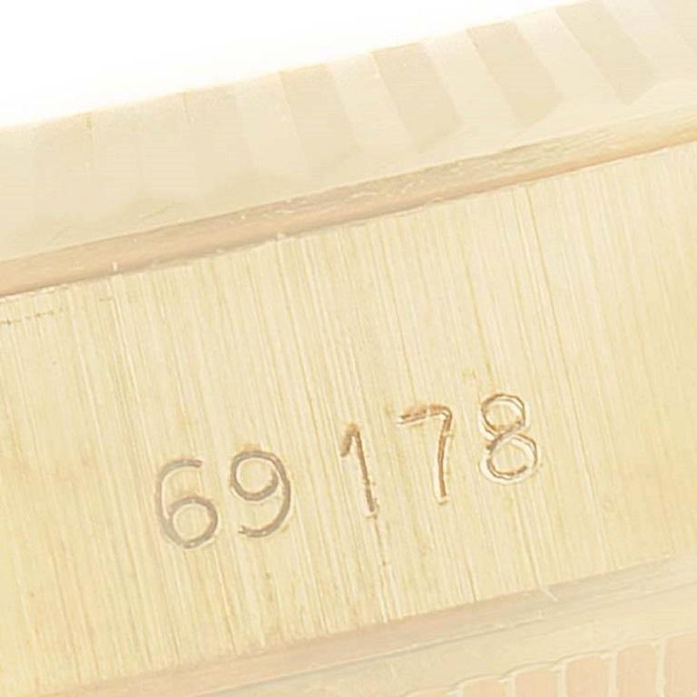 Rolex Präsident Datejust 26 Gelbgold lila Zifferblatt Uhr 69178 Box Papiere im Angebot 3