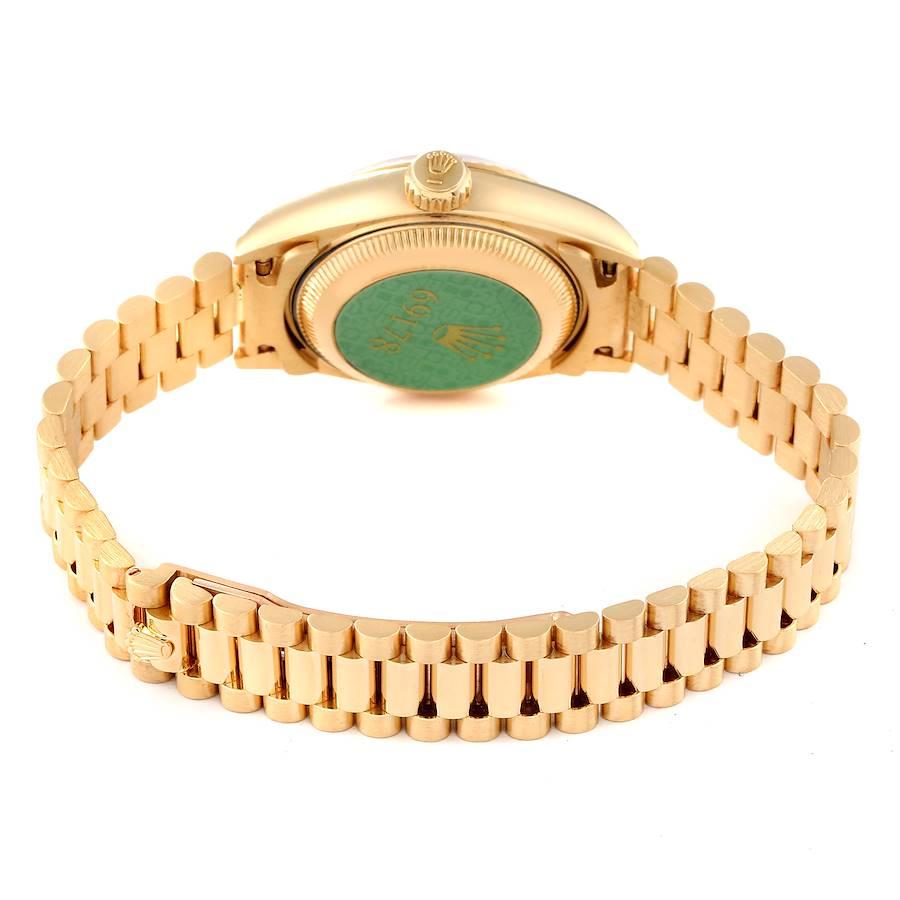 Rolex Präsident Datejust 26 Gelbgold lila Zifferblatt Uhr 69178 Box Papiere im Angebot 6
