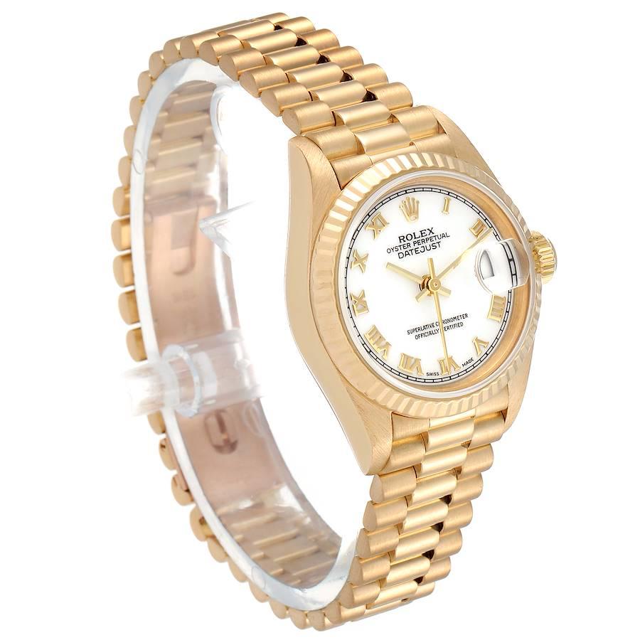 Rolex President Datejust 26 Yellow Gold White Dial Ladies Watch 69178 In Excellent Condition In Atlanta, GA