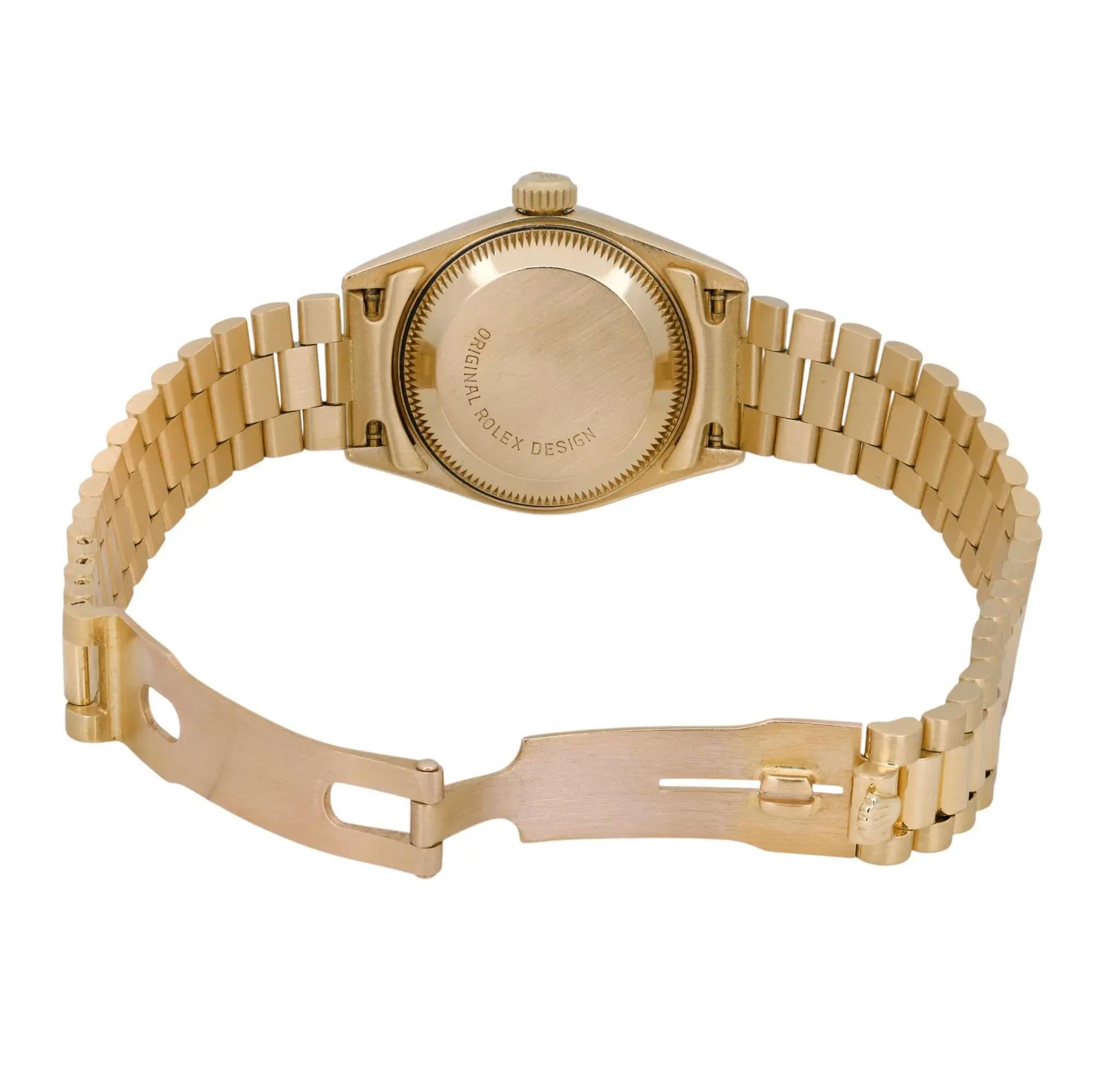 Seltene Rolex President Datejust 26mm 18K Gold Diamant Schwarzes Zifferblatt Uhr 69178, selten im Angebot 2
