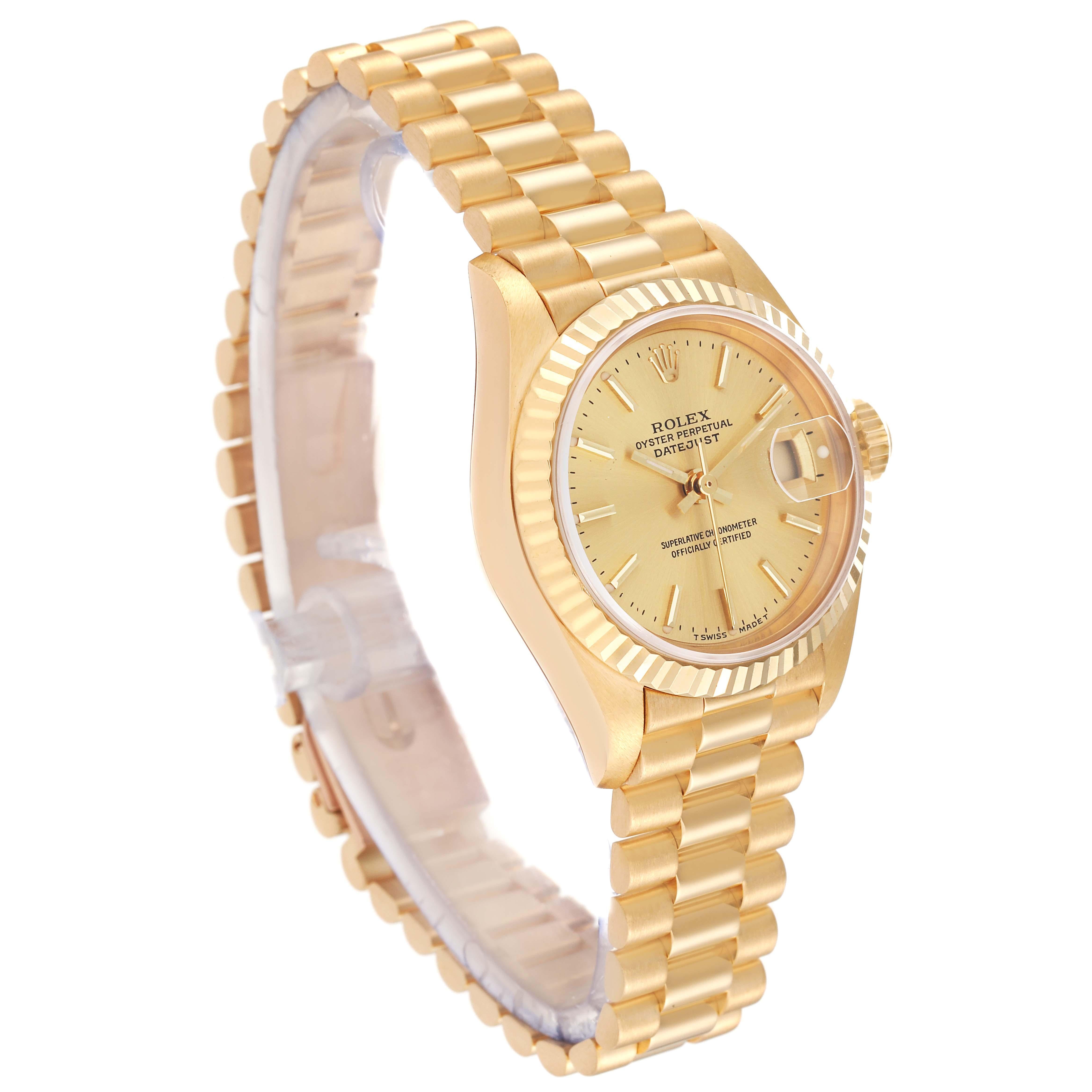Rolex President Datejust 26mm 18k Yellow Gold Ladies Watch 79178 In Excellent Condition For Sale In Atlanta, GA
