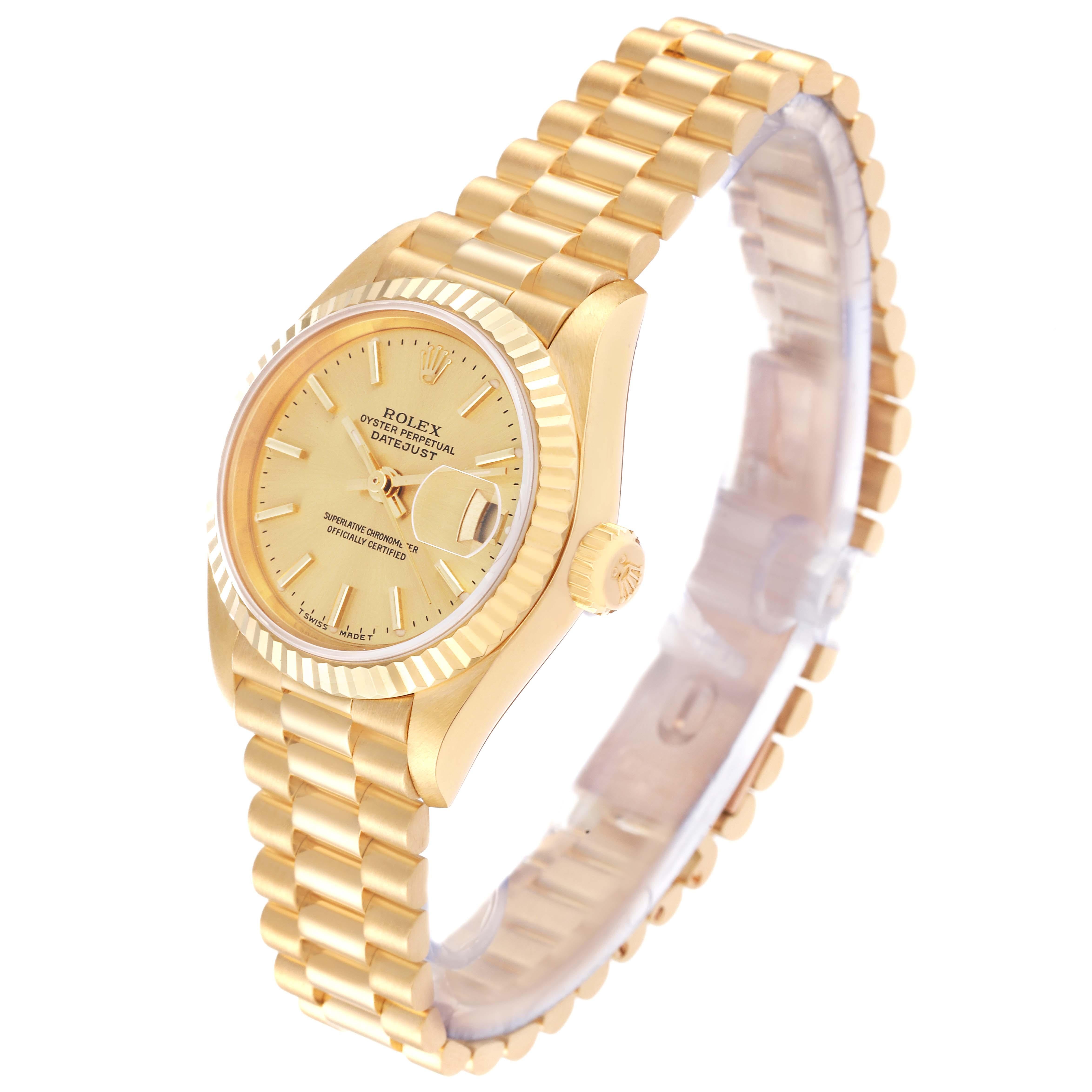 Women's Rolex President Datejust 26mm 18k Yellow Gold Ladies Watch 79178 For Sale