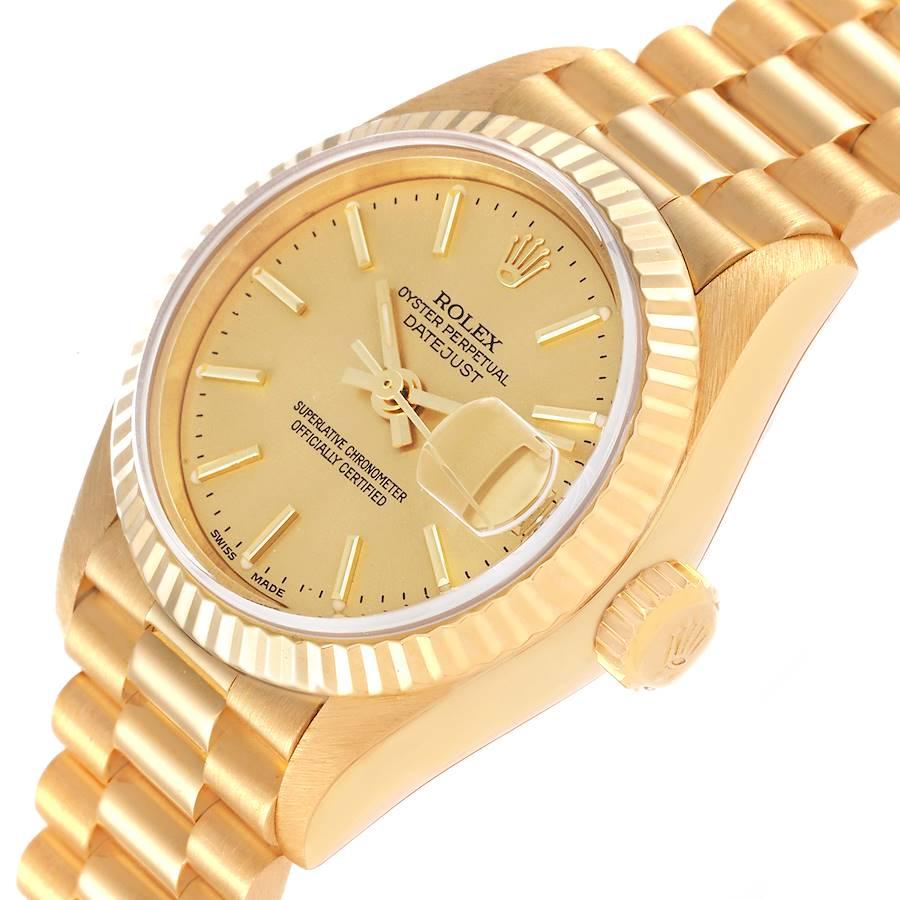 Rolex President Datejust 18k Gelbgold Damenuhr 79178 im Angebot 2