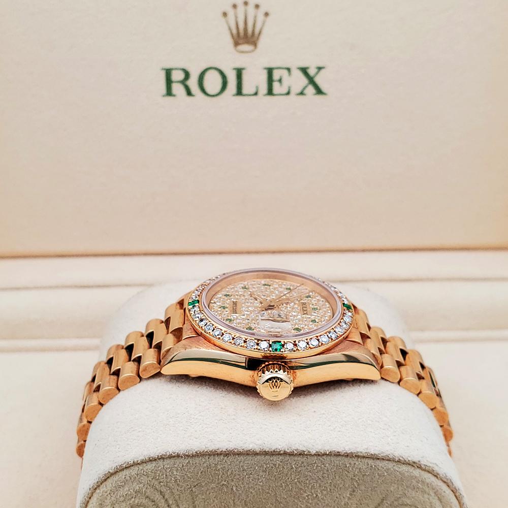 Rolex President Datejust 26mm 69178 Diamant-Smaragd-Lünette/Pavé-Zifferblatt-Golduhr (Moderne) im Angebot