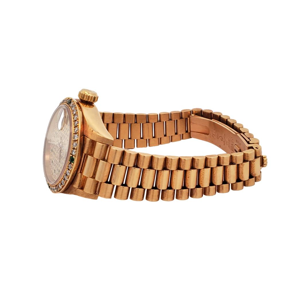 Rolex President Datejust 26mm 69178 Diamant-Smaragd-Lünette/Pavé-Zifferblatt-Golduhr (Brillantschliff) im Angebot