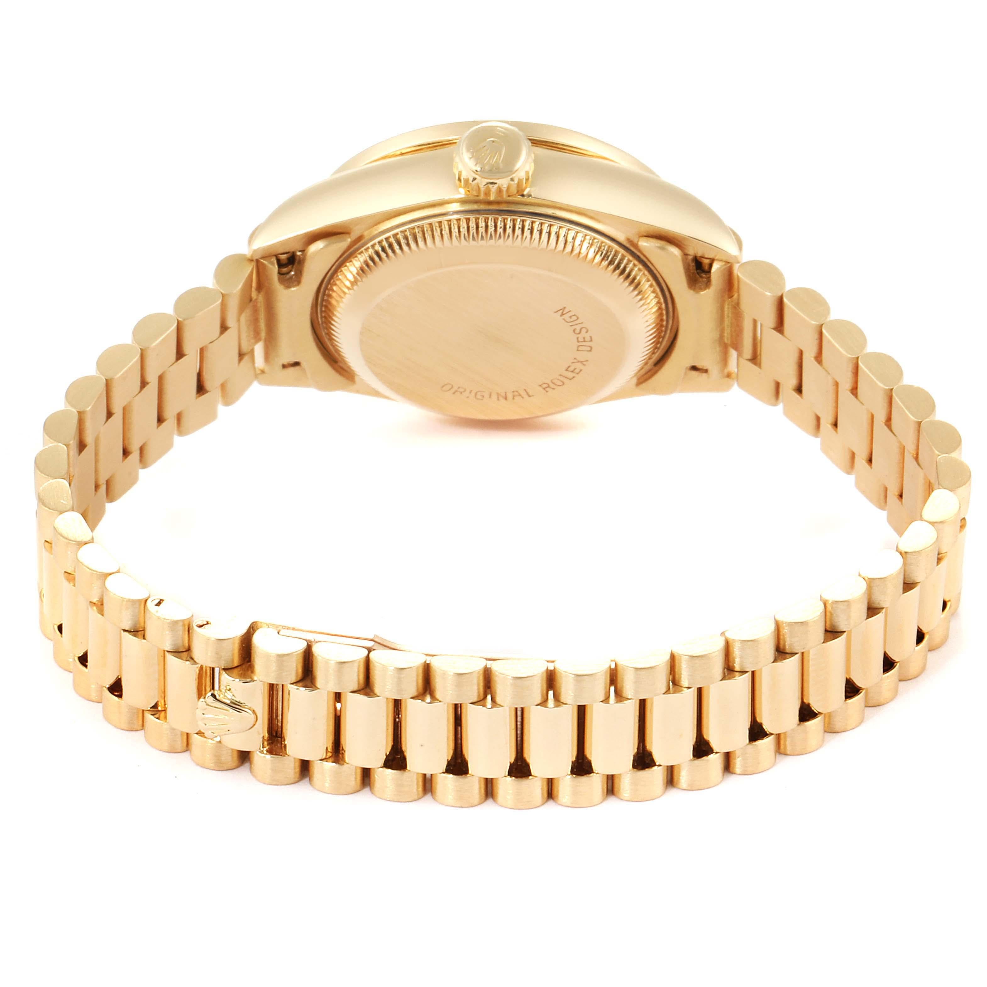 Rolex President Datejust Yellow Gold Diamond Ladies Watch 69138 For Sale 2