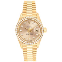 Rolex President Datejust Yellow Gold Diamond Ladies Watch 69138