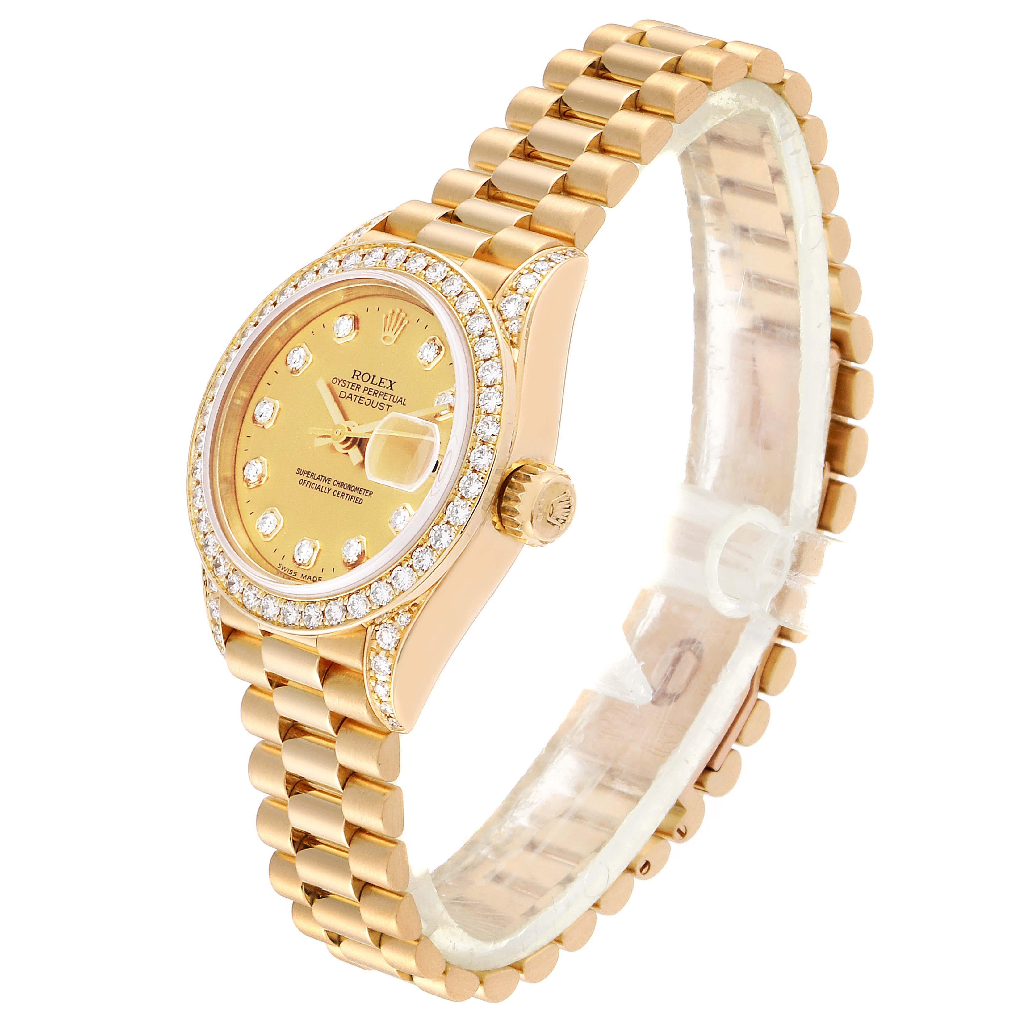 Women's Rolex President Datejust Yellow Gold Diamond Ladies Watch 69158 For Sale