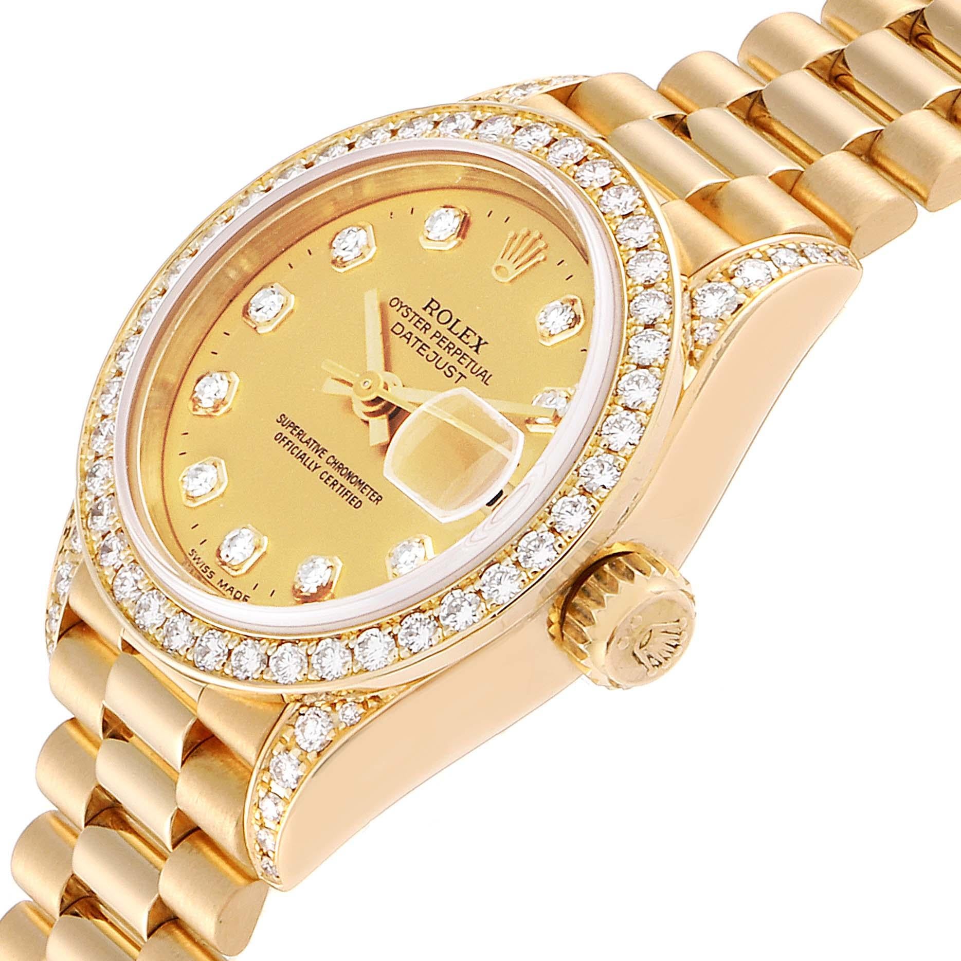 Rolex President Datejust Yellow Gold Diamond Ladies Watch 69158 For Sale 1
