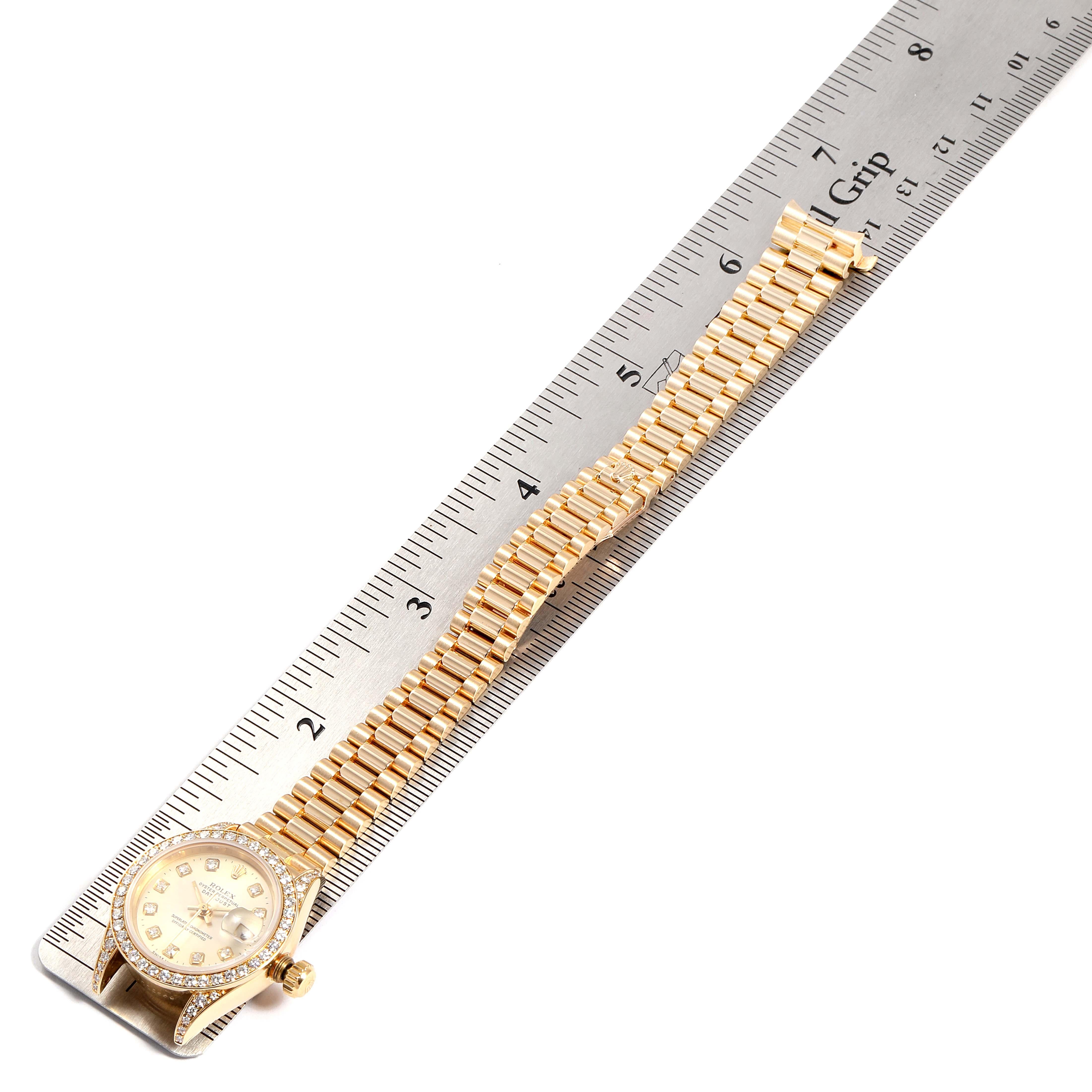 Rolex President Datejust Yellow Gold Diamond Ladies Watch 69238 For Sale 4