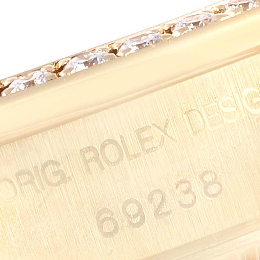 Rolex President Datejust Yellow Gold Diamond Ladies Watch 69238 For Sale 2