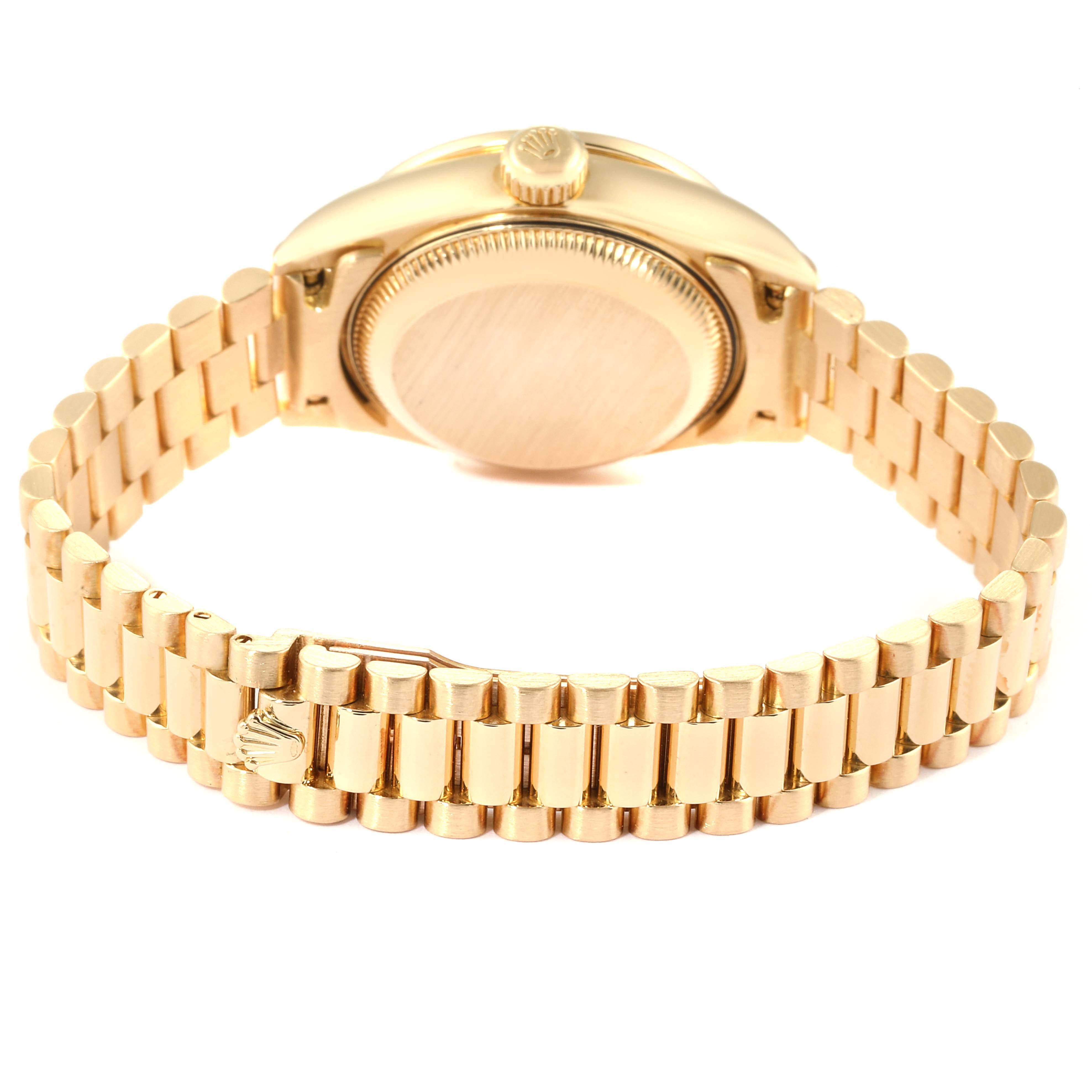 Rolex President Datejust Yellow Gold Diamond Ladies Watch 69238 For Sale 4