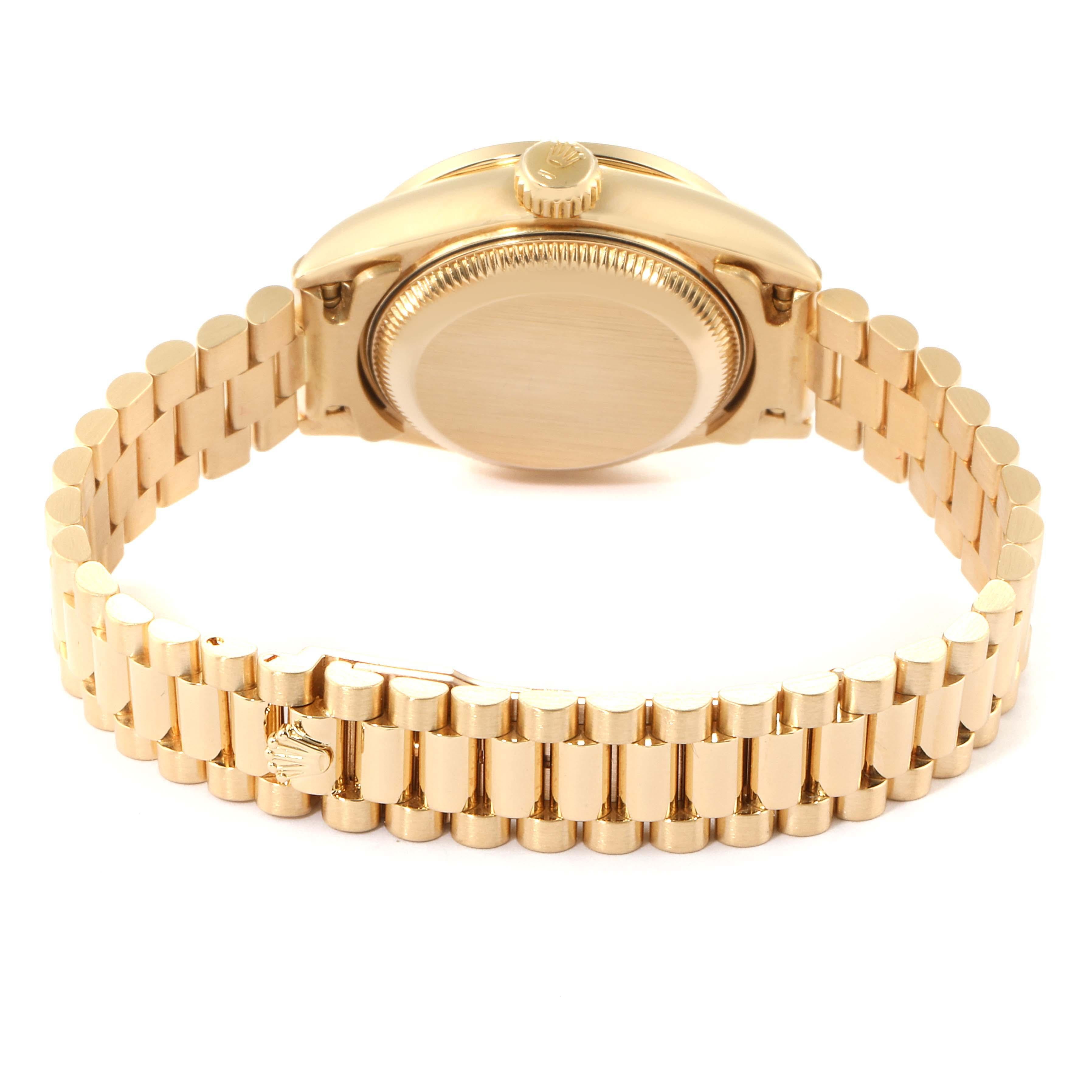 Rolex President Datejust Yellow Gold Diamond Ladies Watch 69238 For Sale 3