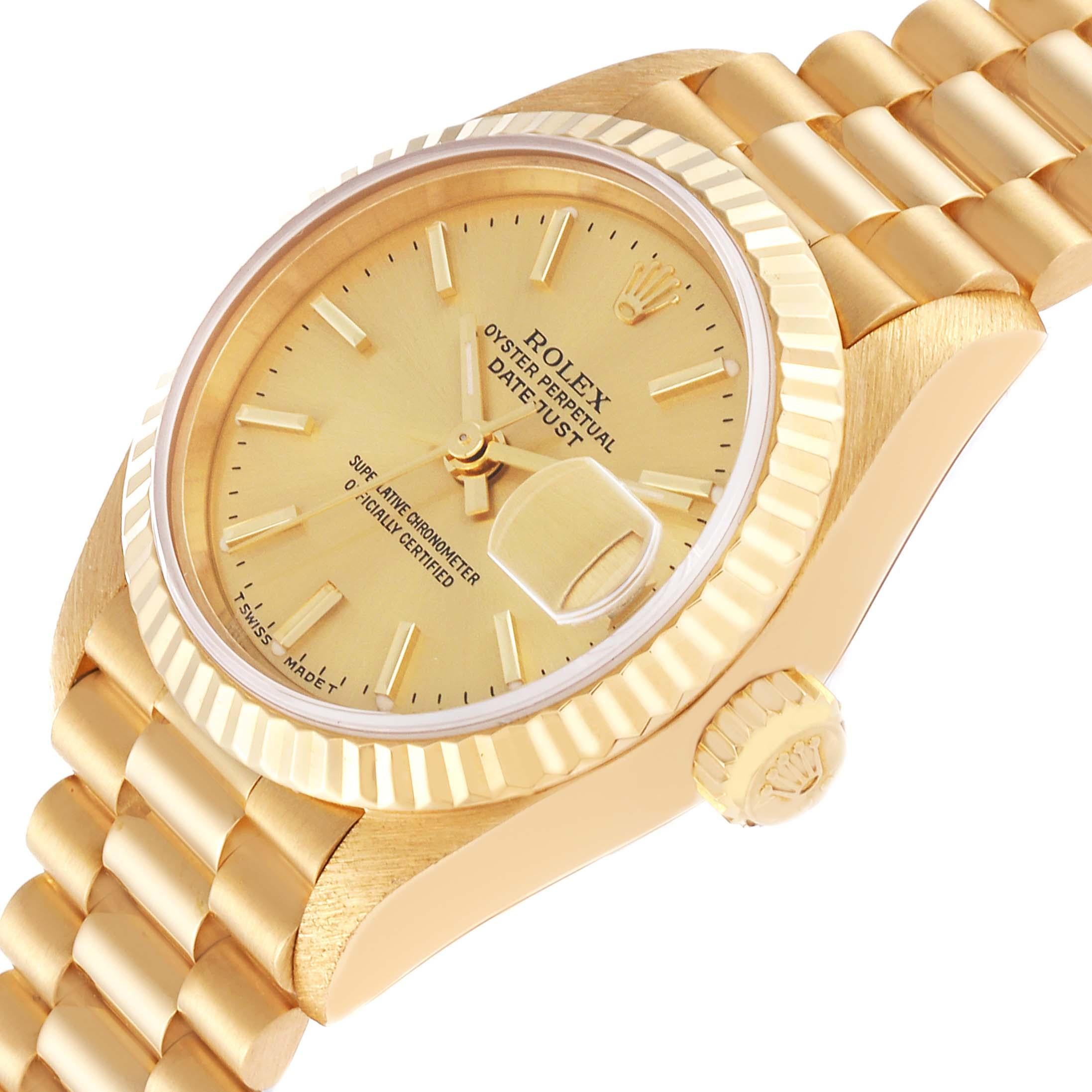 Rolex President Datejust 26mm Yellow Gold Ladies Watch 79178 In Excellent Condition For Sale In Atlanta, GA