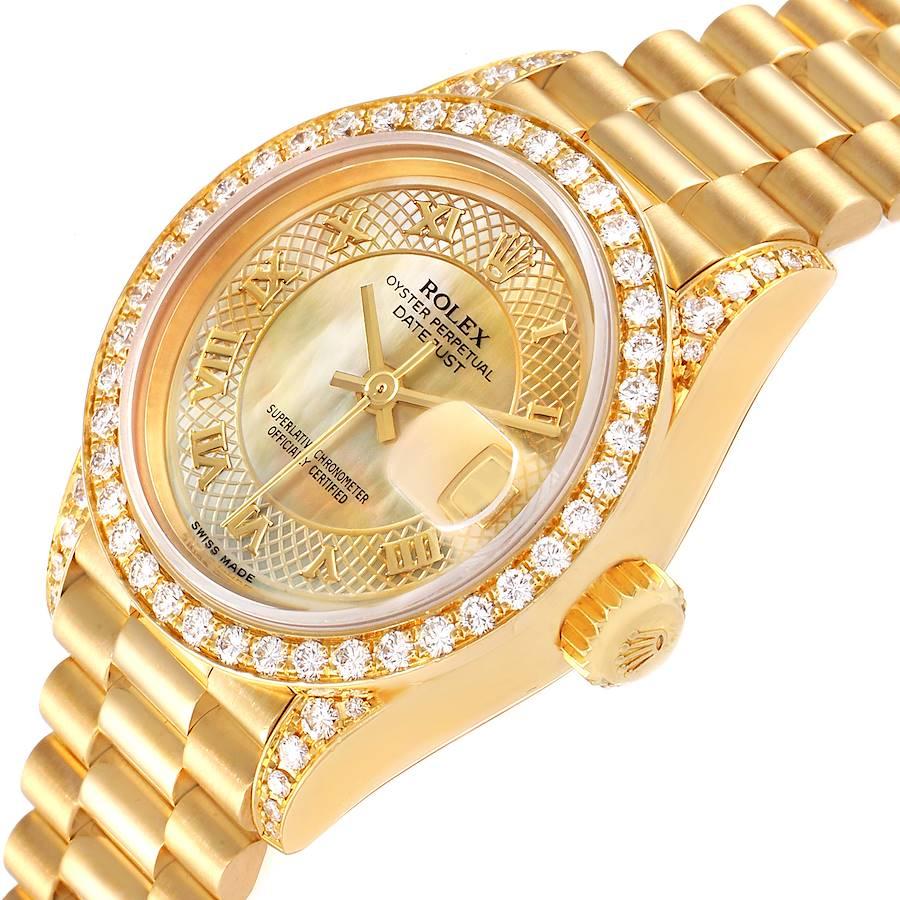 Rolex President Datejust Yellow Gold MOP Diamond Watch 69238 Box Papers 1
