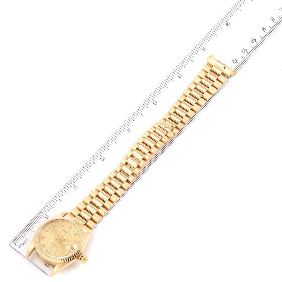 Rolex President Datejust 31 Midsize 18K Gold Diamond Ladies Watch 68278 5