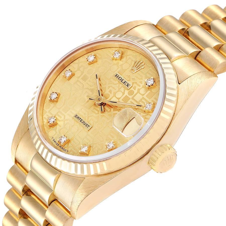 Women's Rolex President Datejust 31 Midsize 18K Gold Diamond Ladies Watch 68278