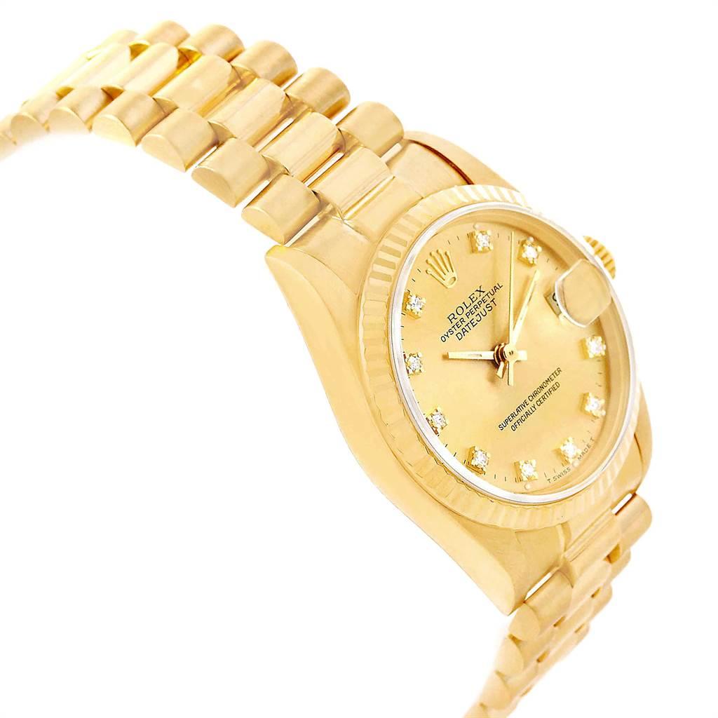 Rolex President Datejust 31 Midsize 18 Karat Gold Diamond Watch 68278 In Excellent Condition In Atlanta, GA