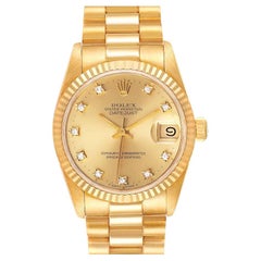 Rolex President Datejust 31 Midsize 18K Gold Diamond Watch 68278